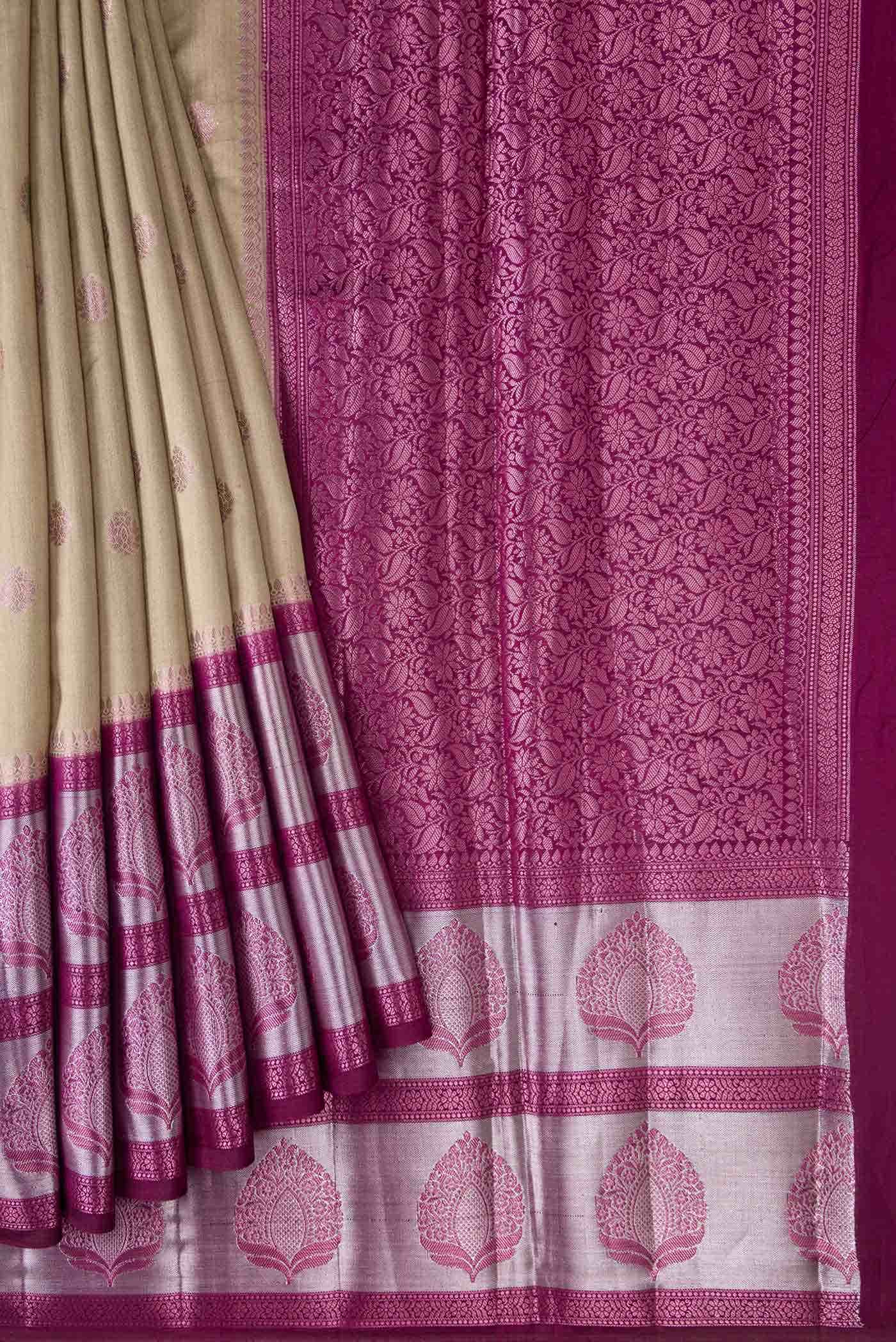 Beige Dual Tone Tussar Silk Saree