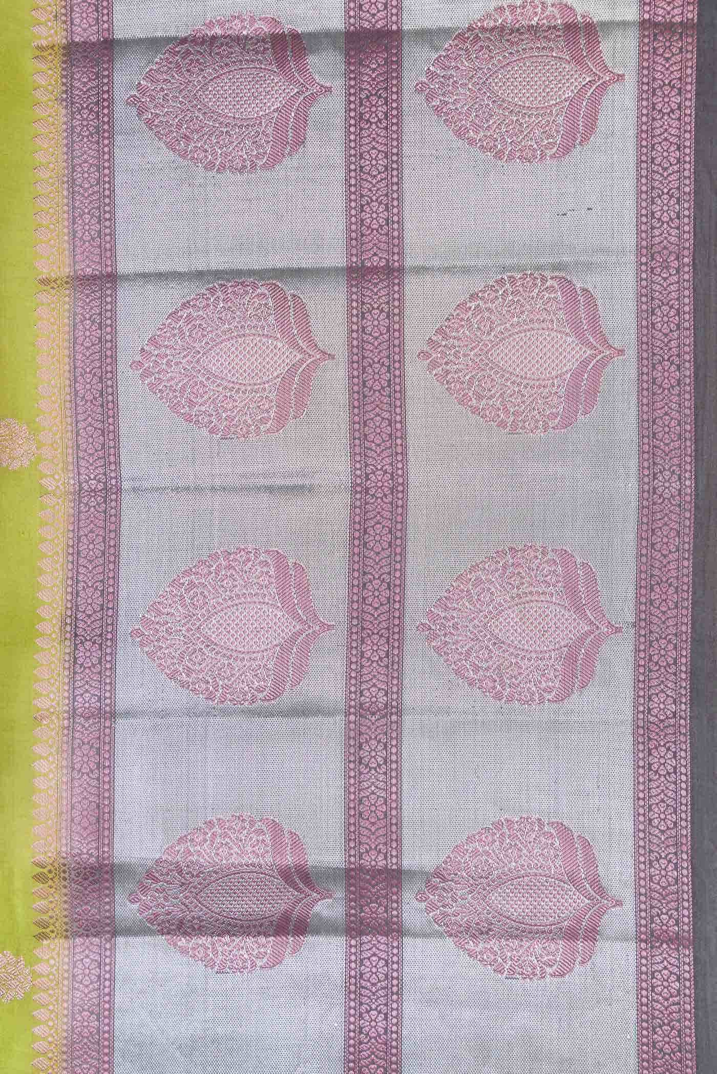 Parrot Green Dual Tone Tussar Silk Saree