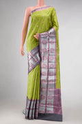 Parrot Green Banarasi Raw Silk Saree