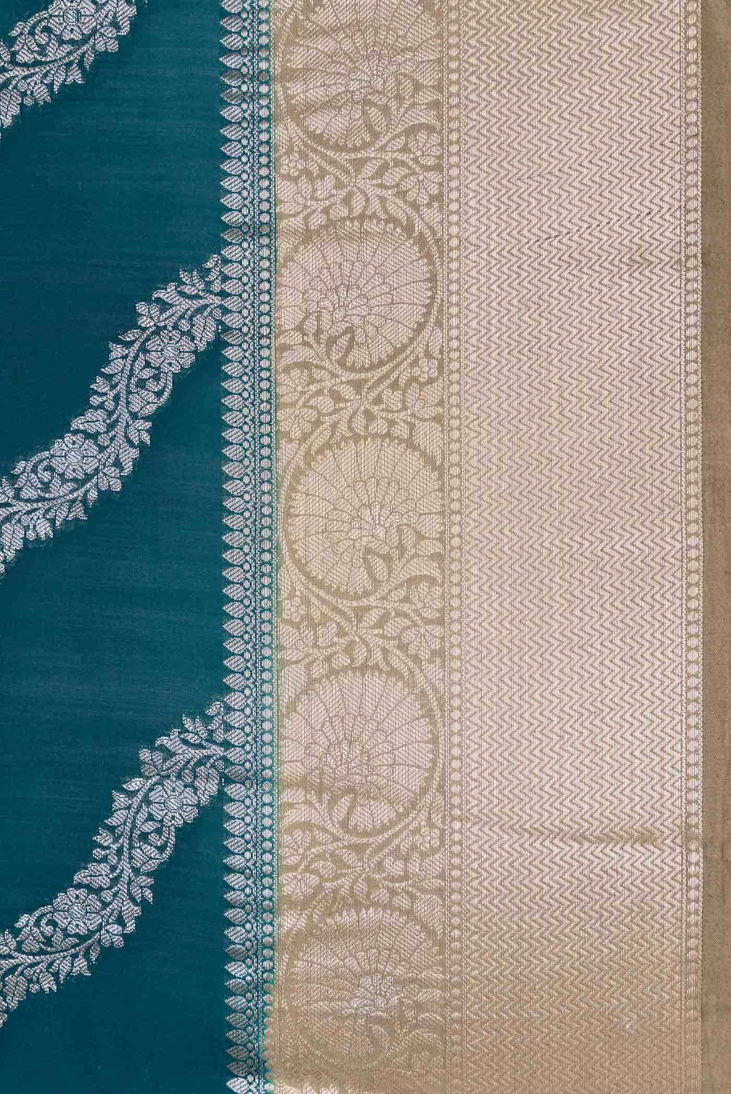 Peacock Blue Tussar Silk Saree