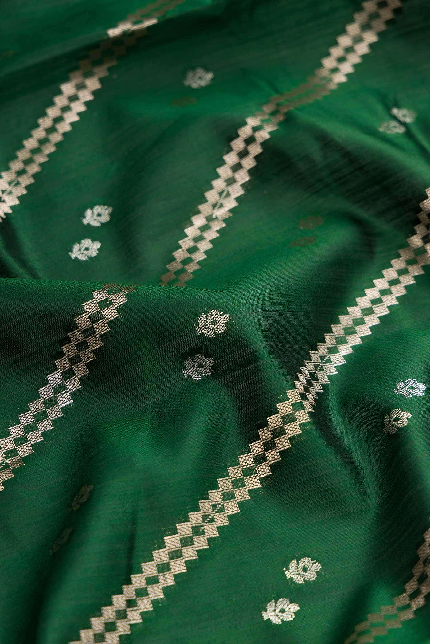 Bottle Green Tussar Silk Saree