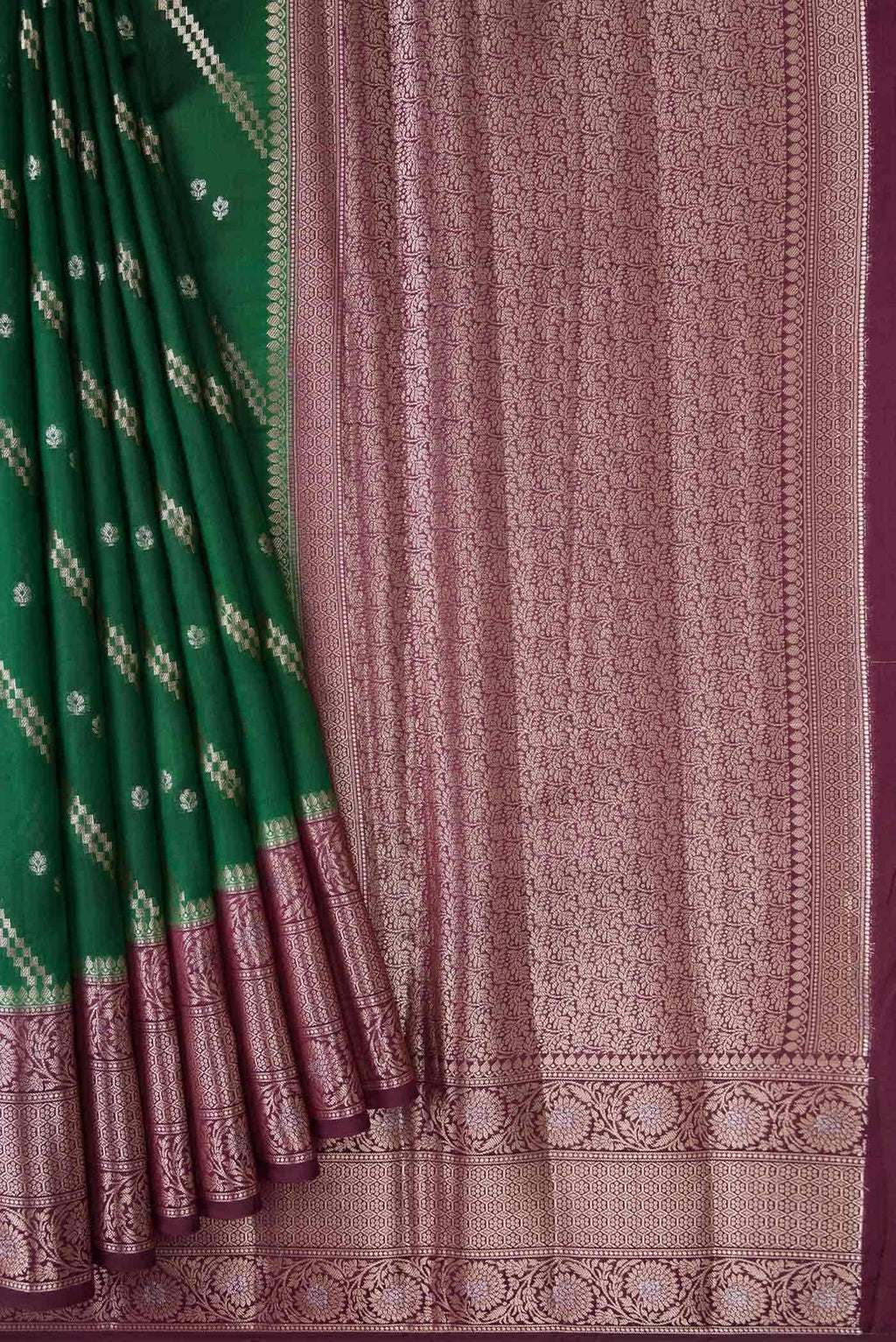 Bottle Green Tussar Silk Saree