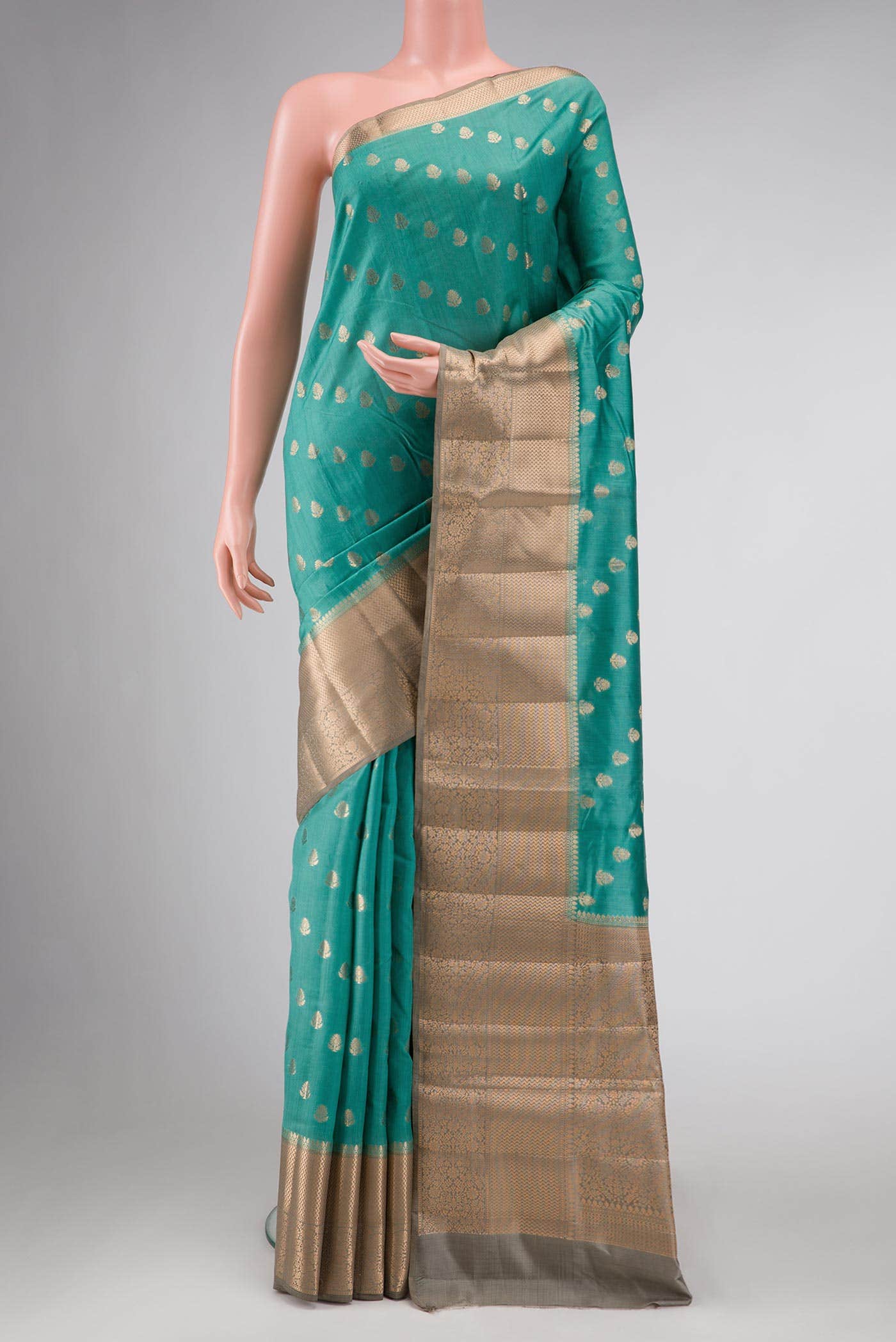 Blue Grey Tussar Silk Saree