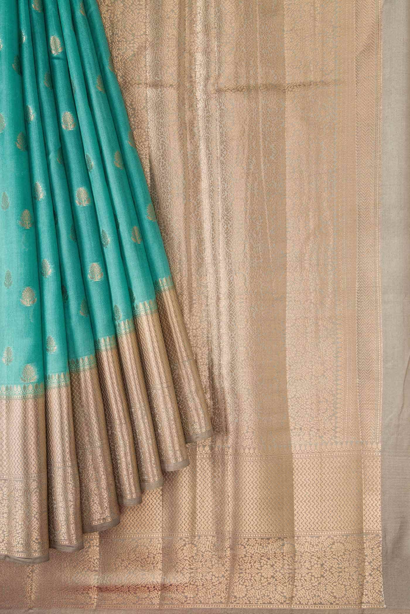 Blue Grey Tussar Silk Saree