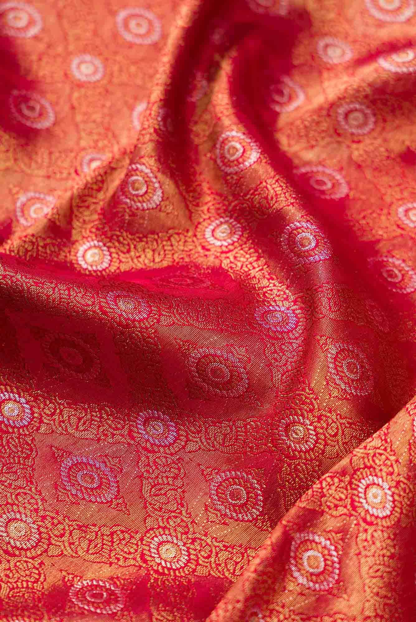 Pure Silk Pure Zari Maroon Dual Tone Kanchipuram Saree