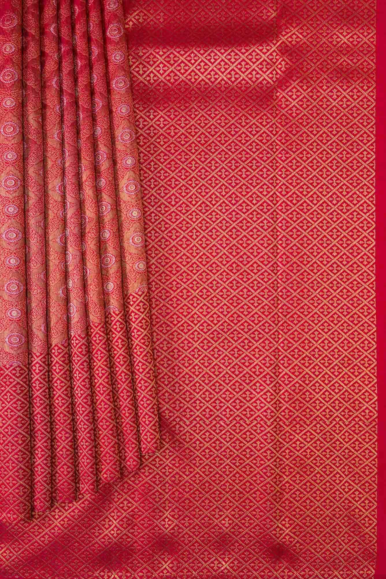 Pure Silk Pure Zari Maroon Dual Tone Kanchipuram Saree