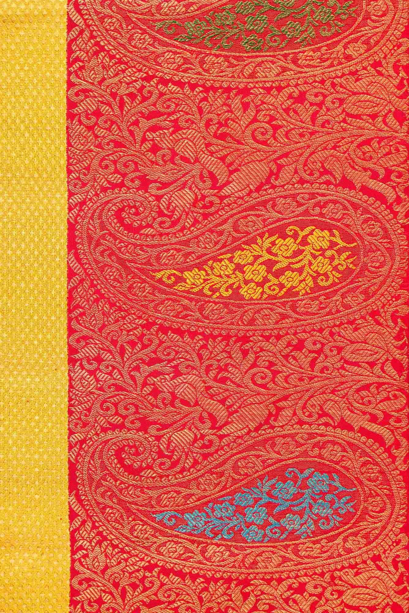 Pure Silk Pure Zari Gold Dual Tone Kanchipuram Saree