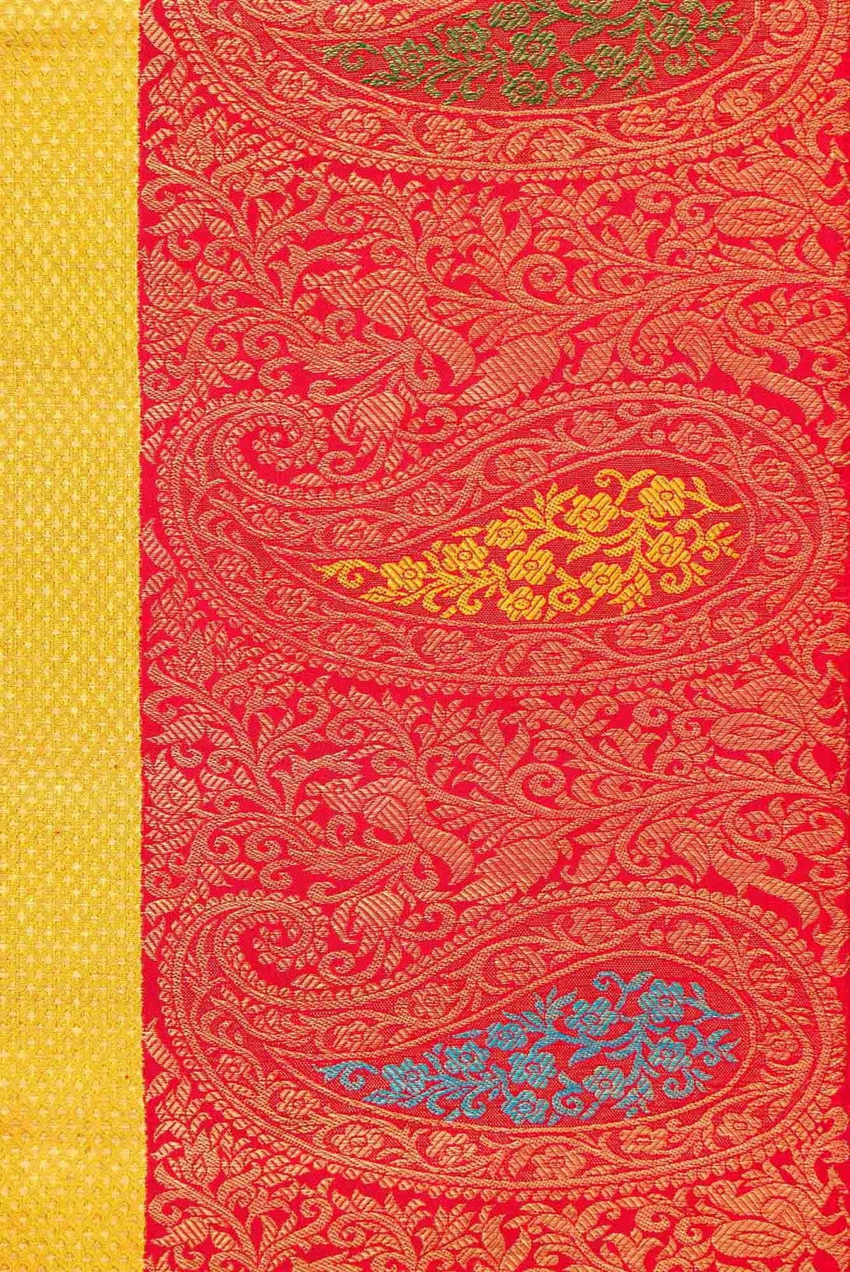 Pure Silk Pure Zari Yellow Dual Tone Kanjivaram Saree