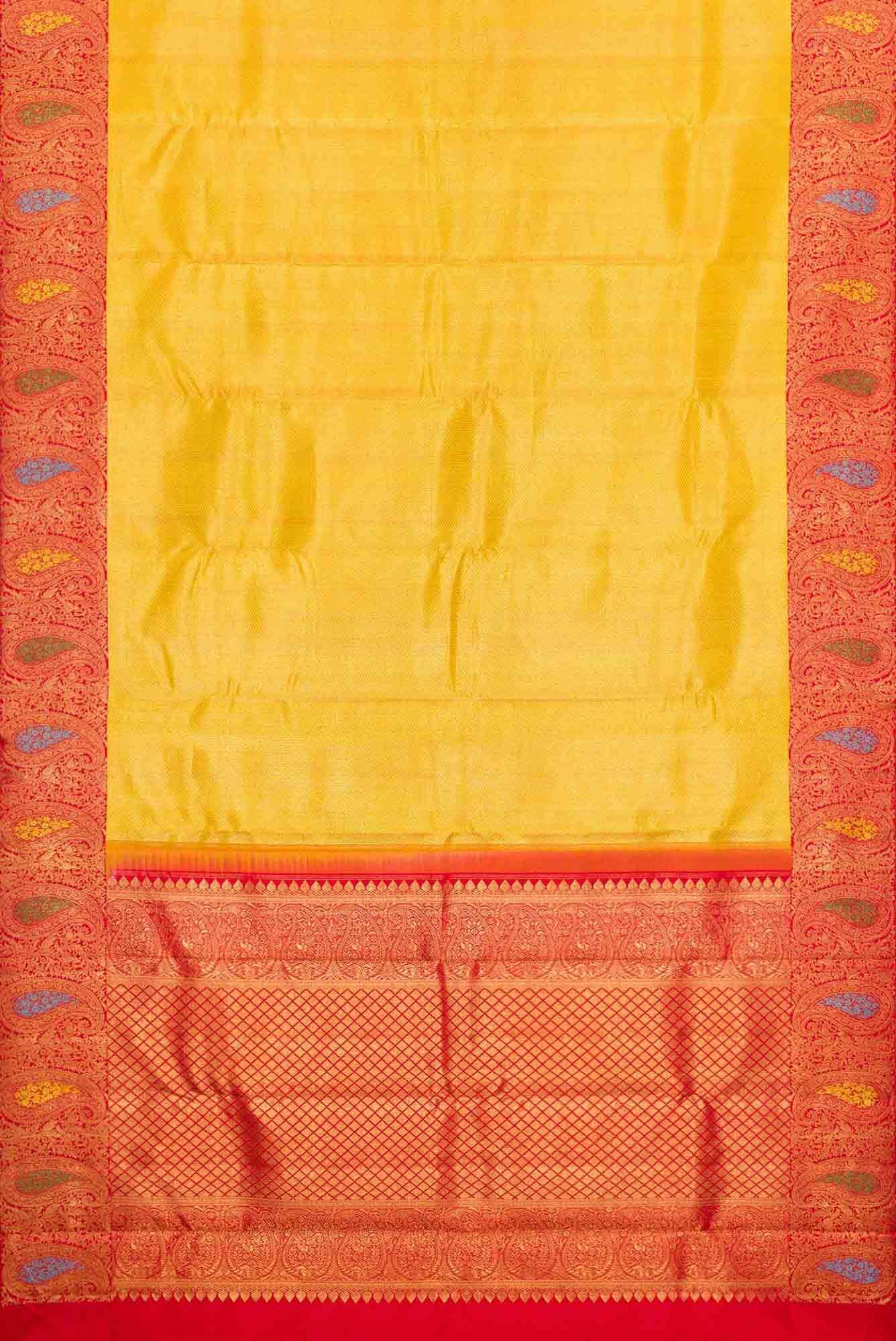 Pure Silk Pure Zari Gold Dual Tone Kanchipuram Saree