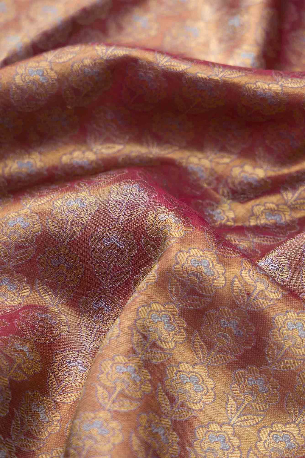 Pure Silk Pure Zari Brown Dual Tone Kanchipuram Tissue Saree