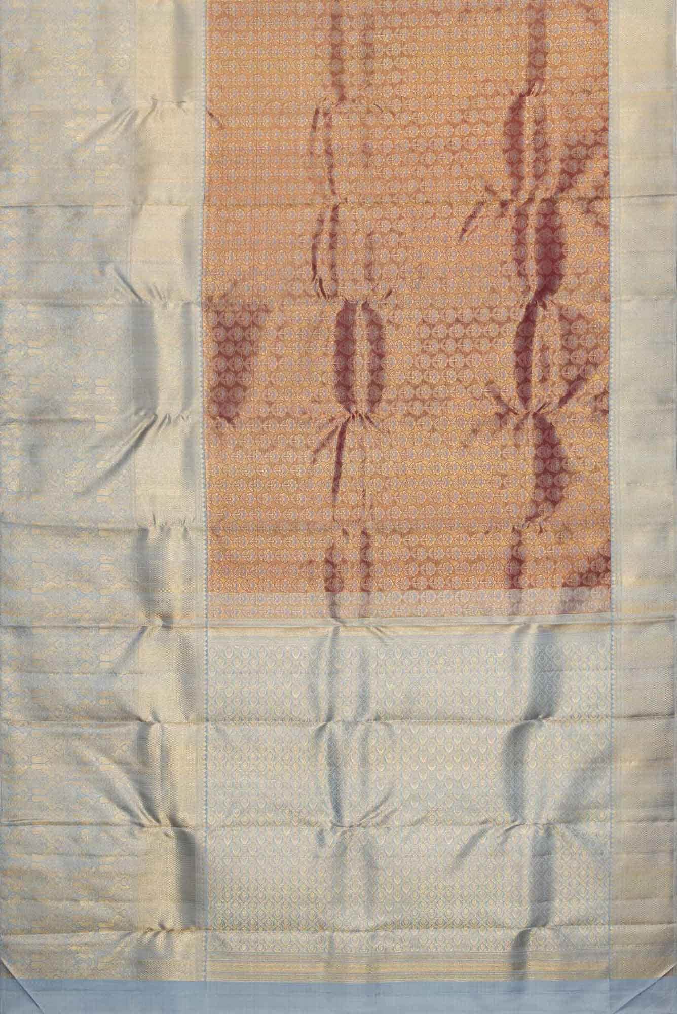 Pure Silk Pure Zari Brown Dual Tone Kanchipuram Tissue Saree