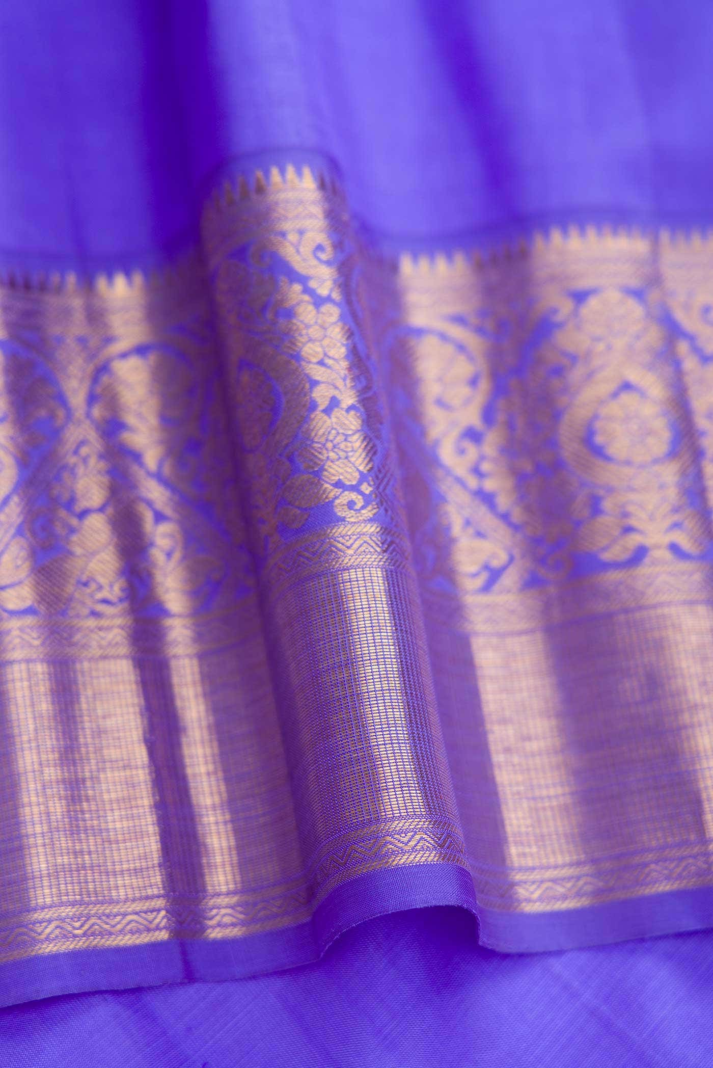 Pure Silk Pure Zari Blue Dual Tone Kanchipuram Tissue Saree