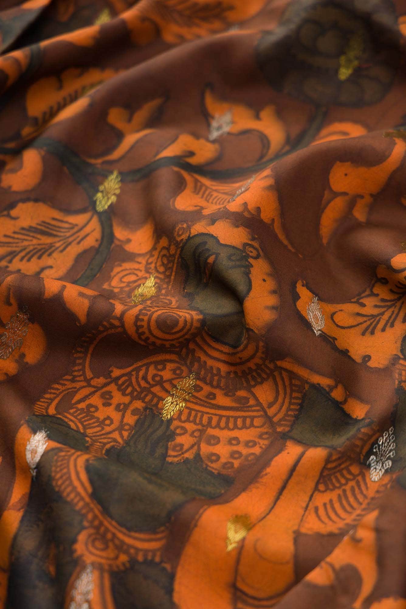 Brown Dual Tone Kanchipuram Silk Saree