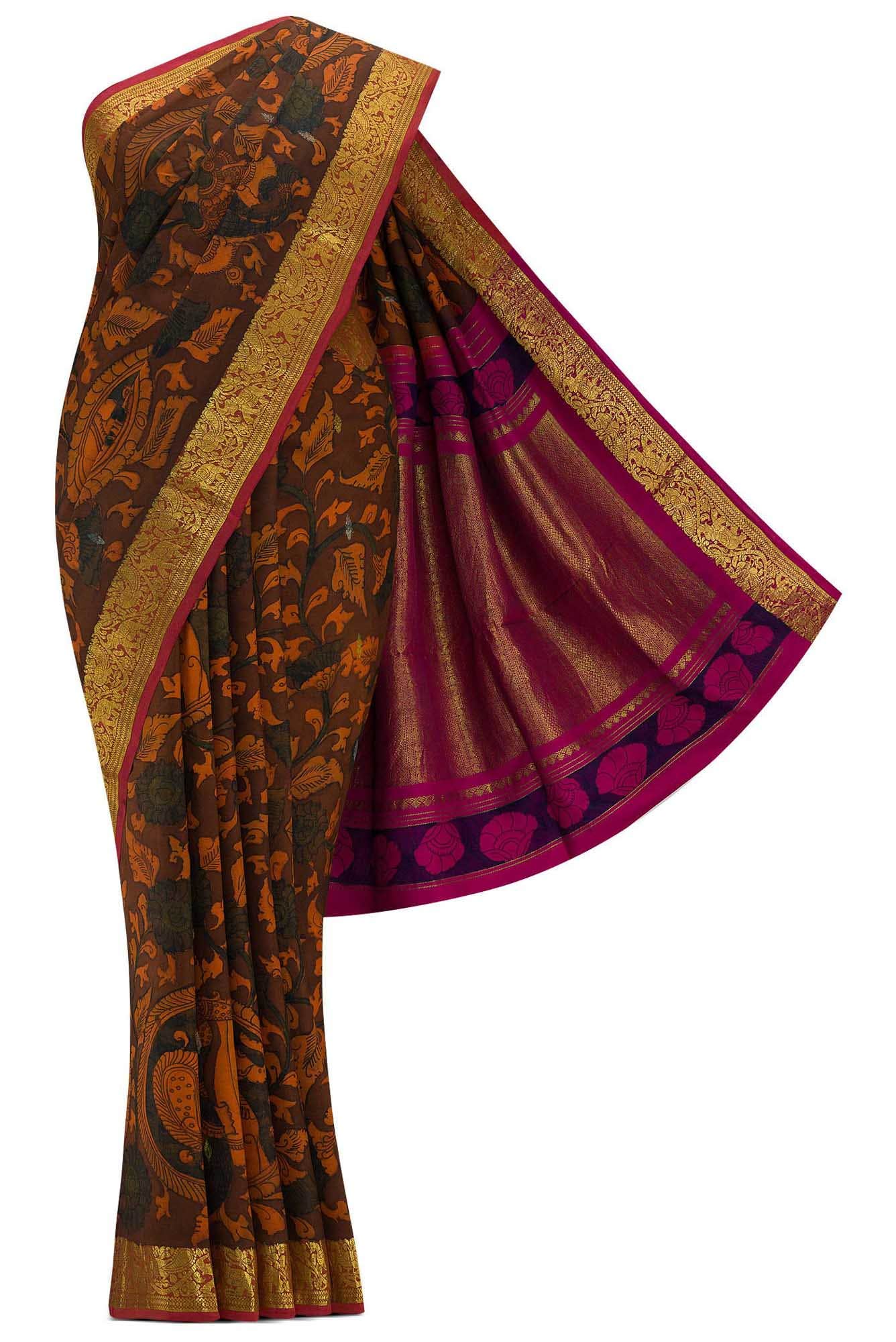 Brown Dual Tone Kanchipuram Silk Saree