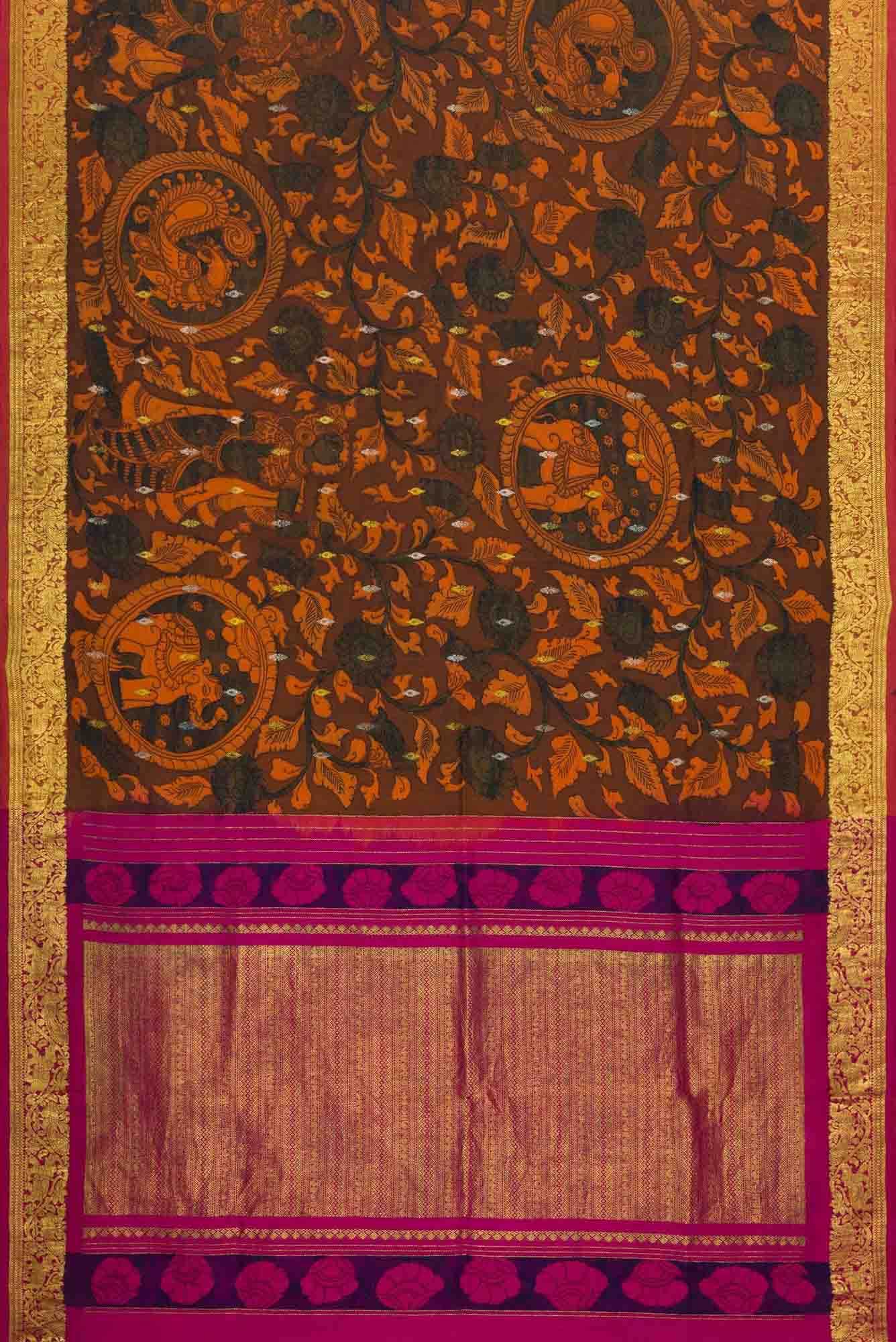 Brown Dual Tone Kanchipuram Silk Saree
