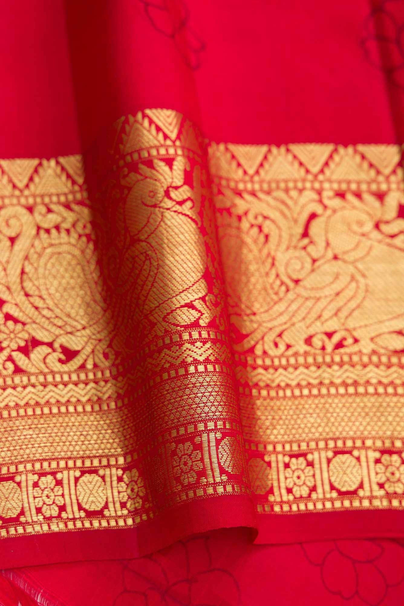 Dark Pink Dual Tone Kanchipuram Silk Saree