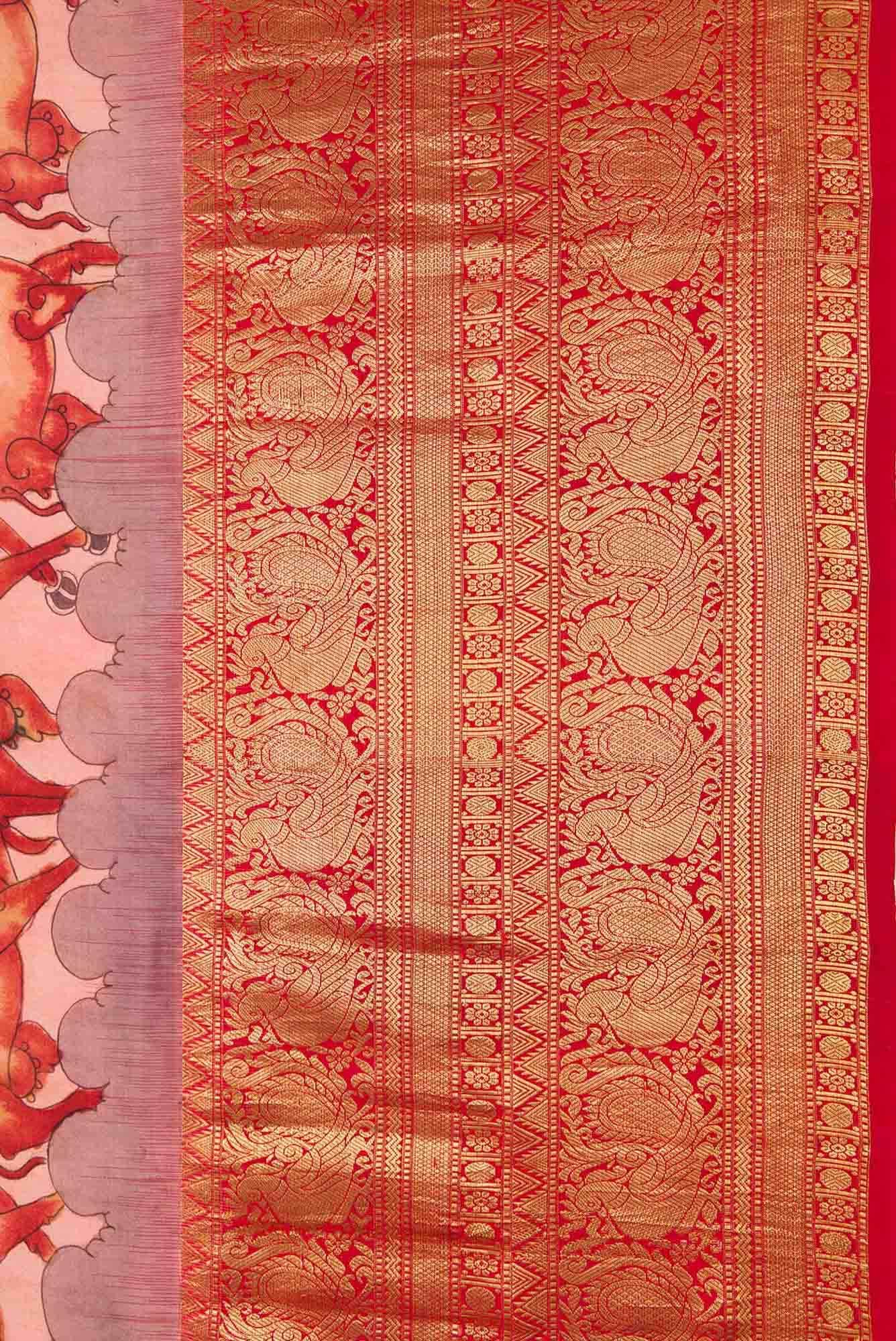 Dark Pink Dual Tone Kanchipuram Silk Saree