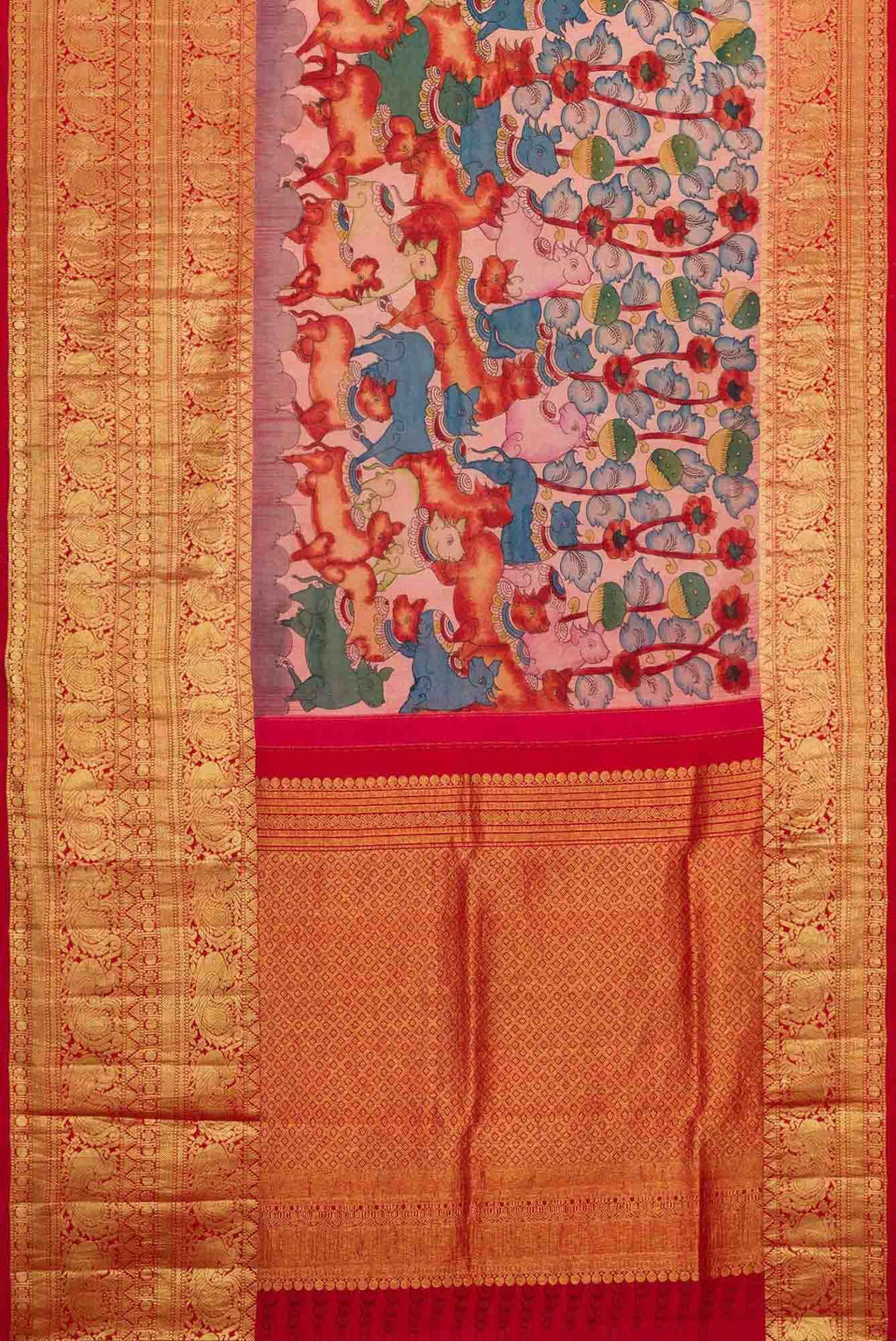 Dark Pink Dual Tone Kanchipuram Silk Saree