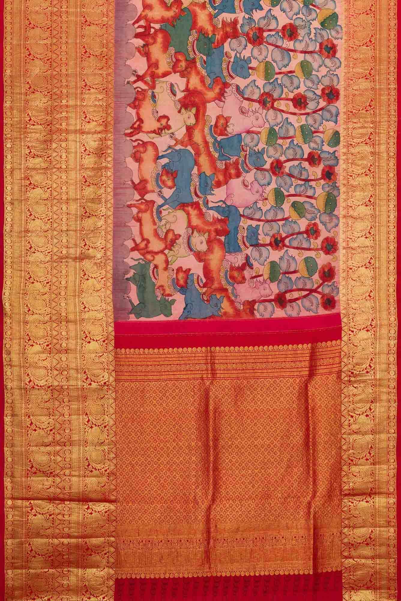 Dark Pink Dual Tone Kanchipuram Silk Saree