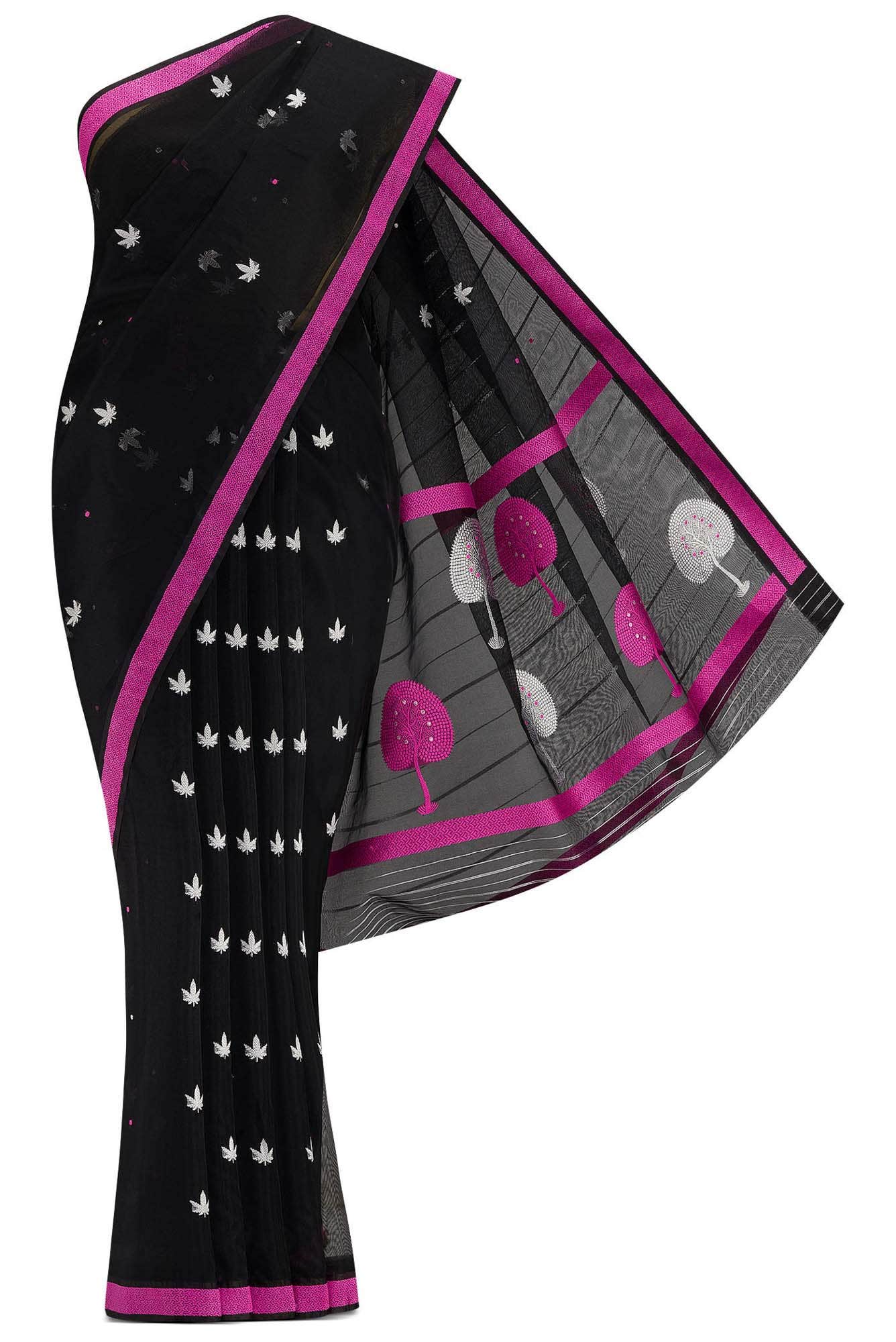 Black Banarasi Kora Silk Saree