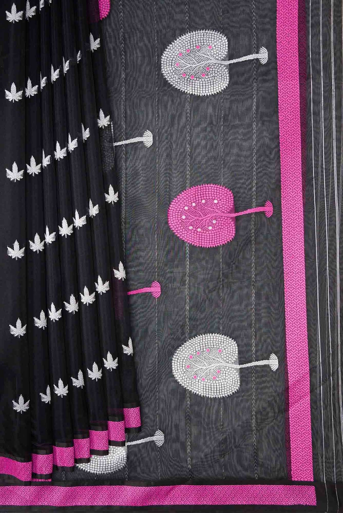 Black Banarasi Kora Silk Saree