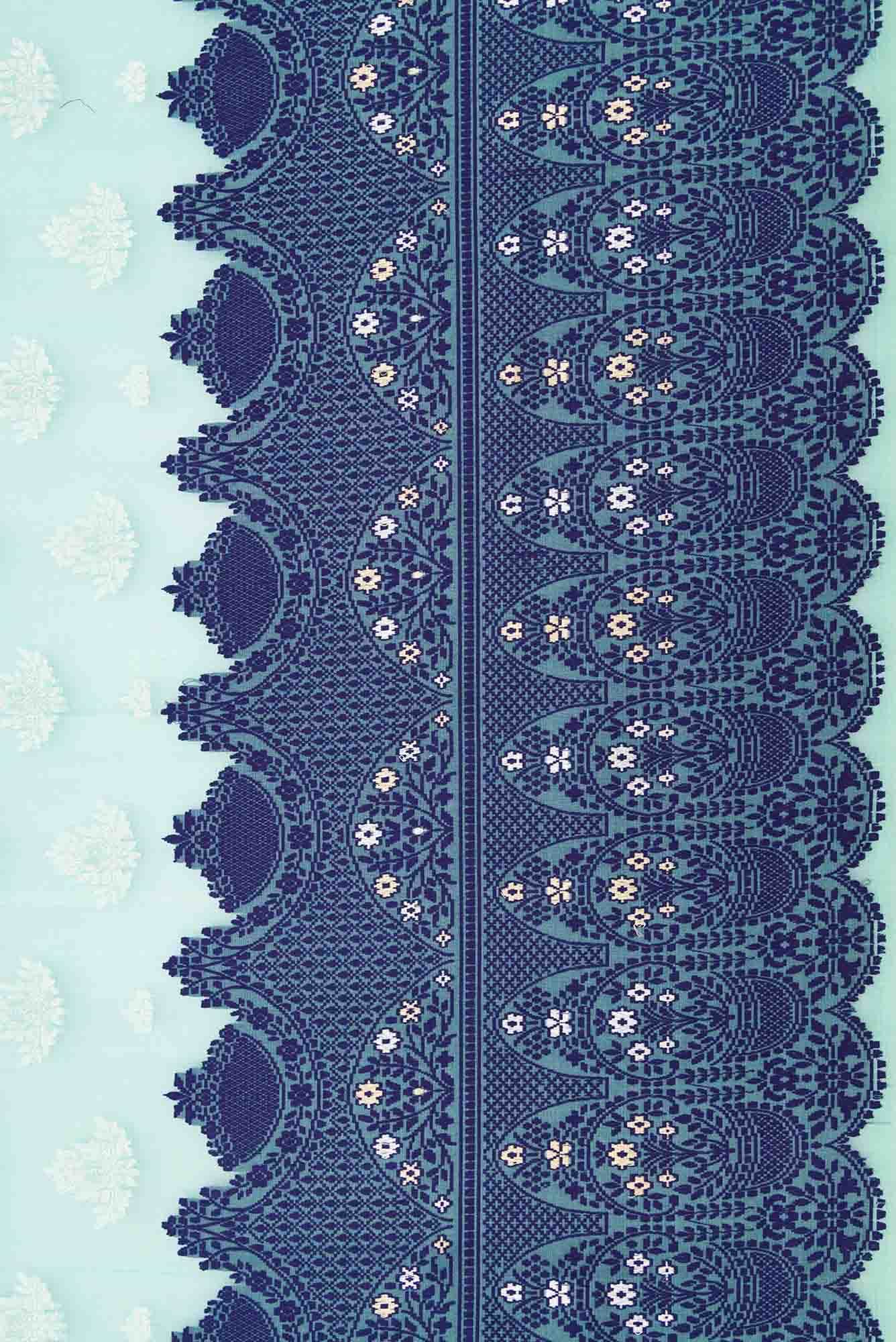 Blue Dual Tone Organza Silk Saree