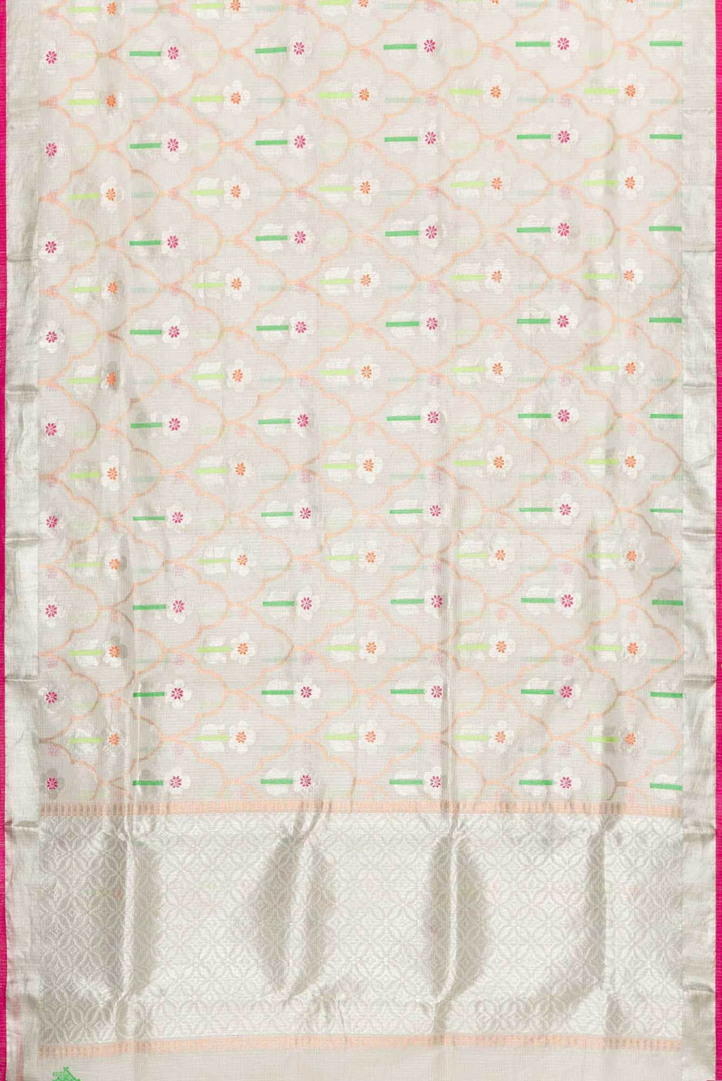 Pure Silk Pure Zari Off White Dual Tone Kota Saree