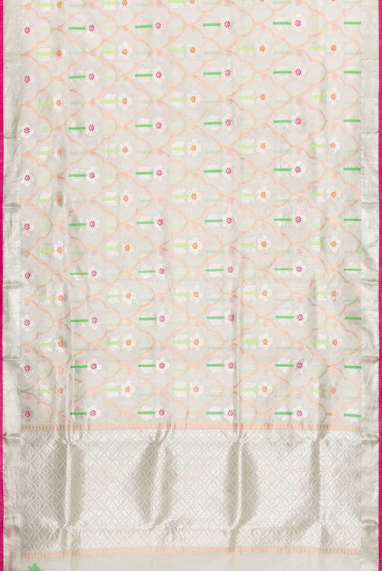 Pure Silk Pure Zari Off White Dual Tone Kota Saree