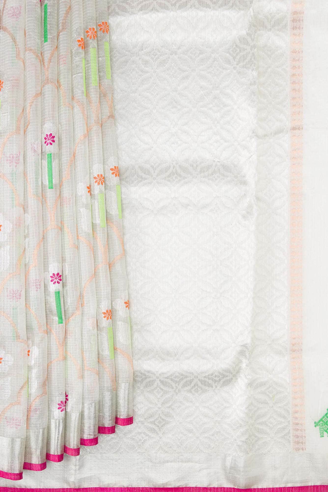 Pure Silk Pure Zari Off White Dual Tone Kota Saree