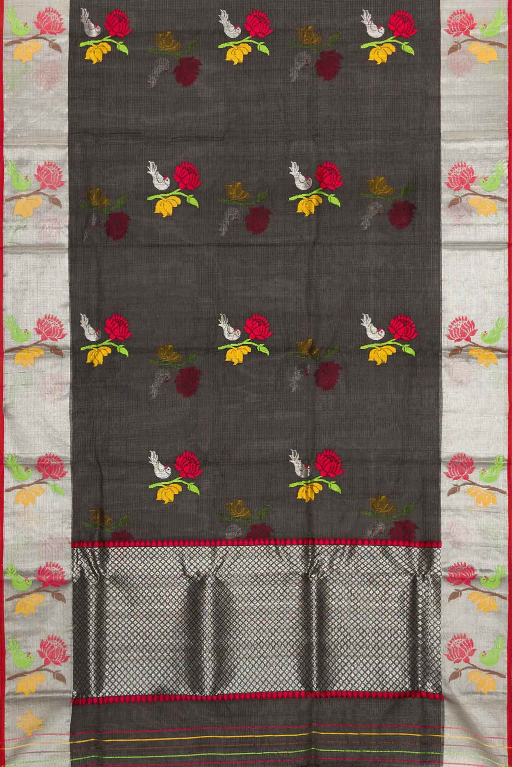 Pure Silk Pure Zari Black Dual Tone Kota Saree