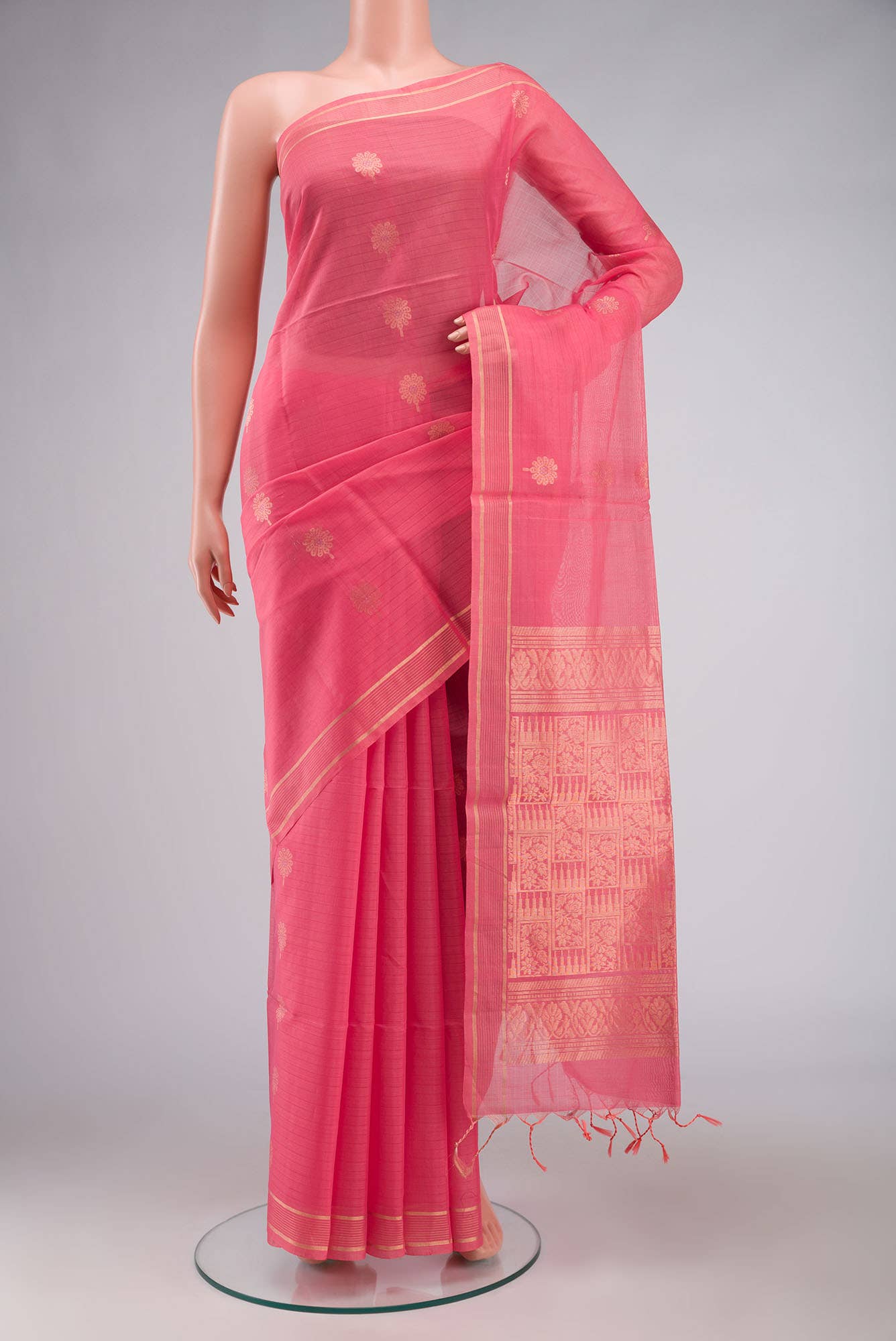 Coral Silk Cotton Saree