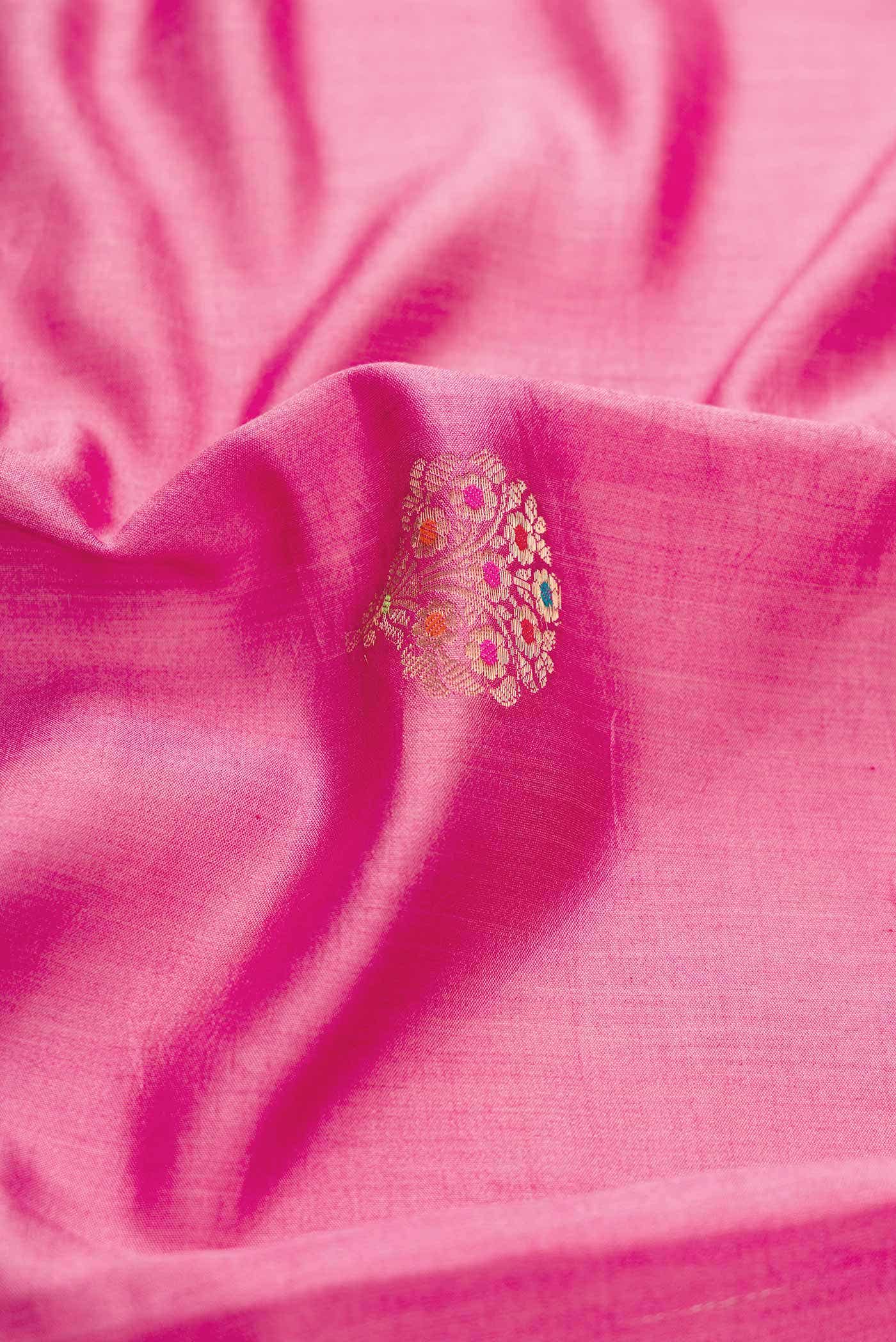 Pink Tussar Silk Saree