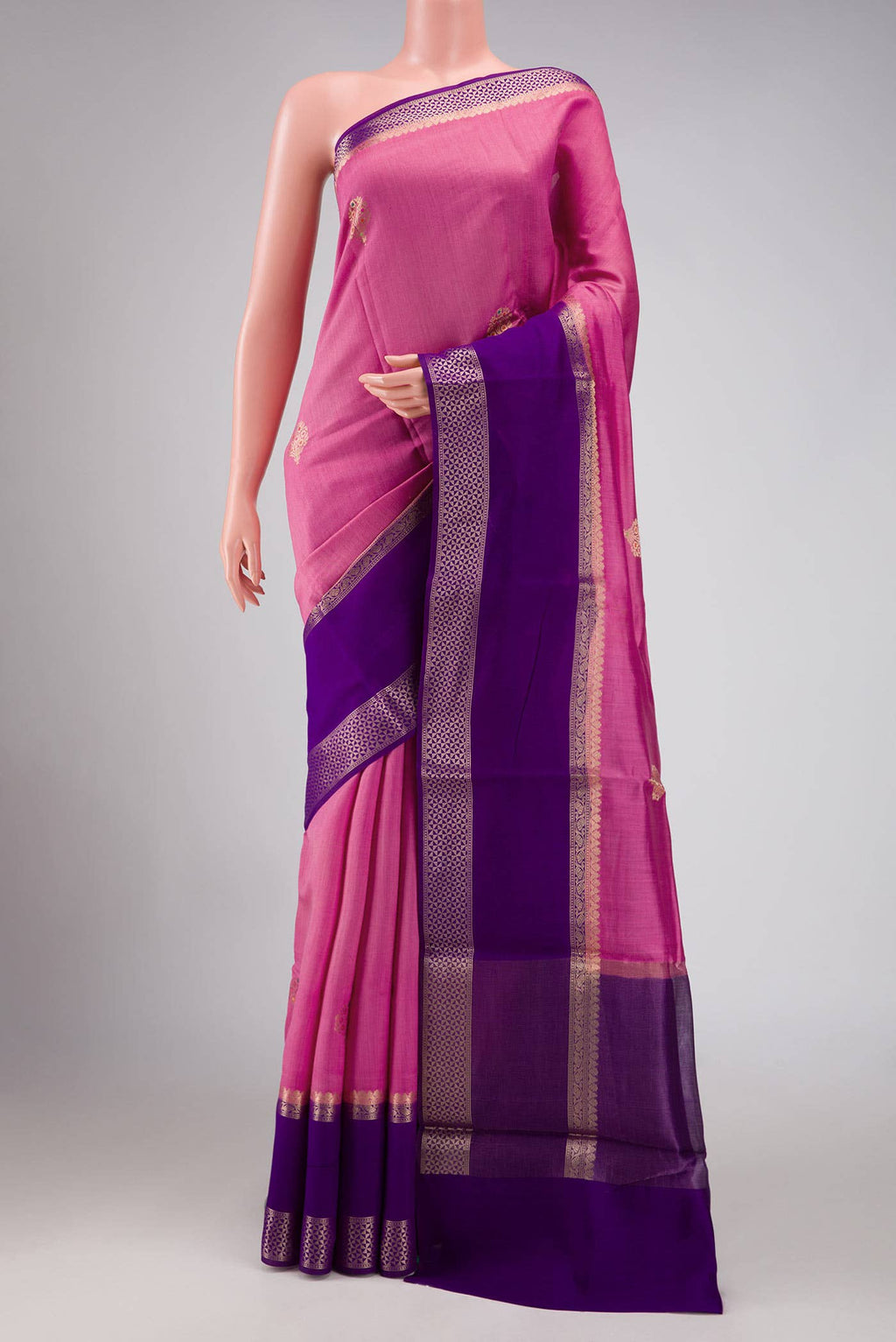 Pink Tussar Silk Saree