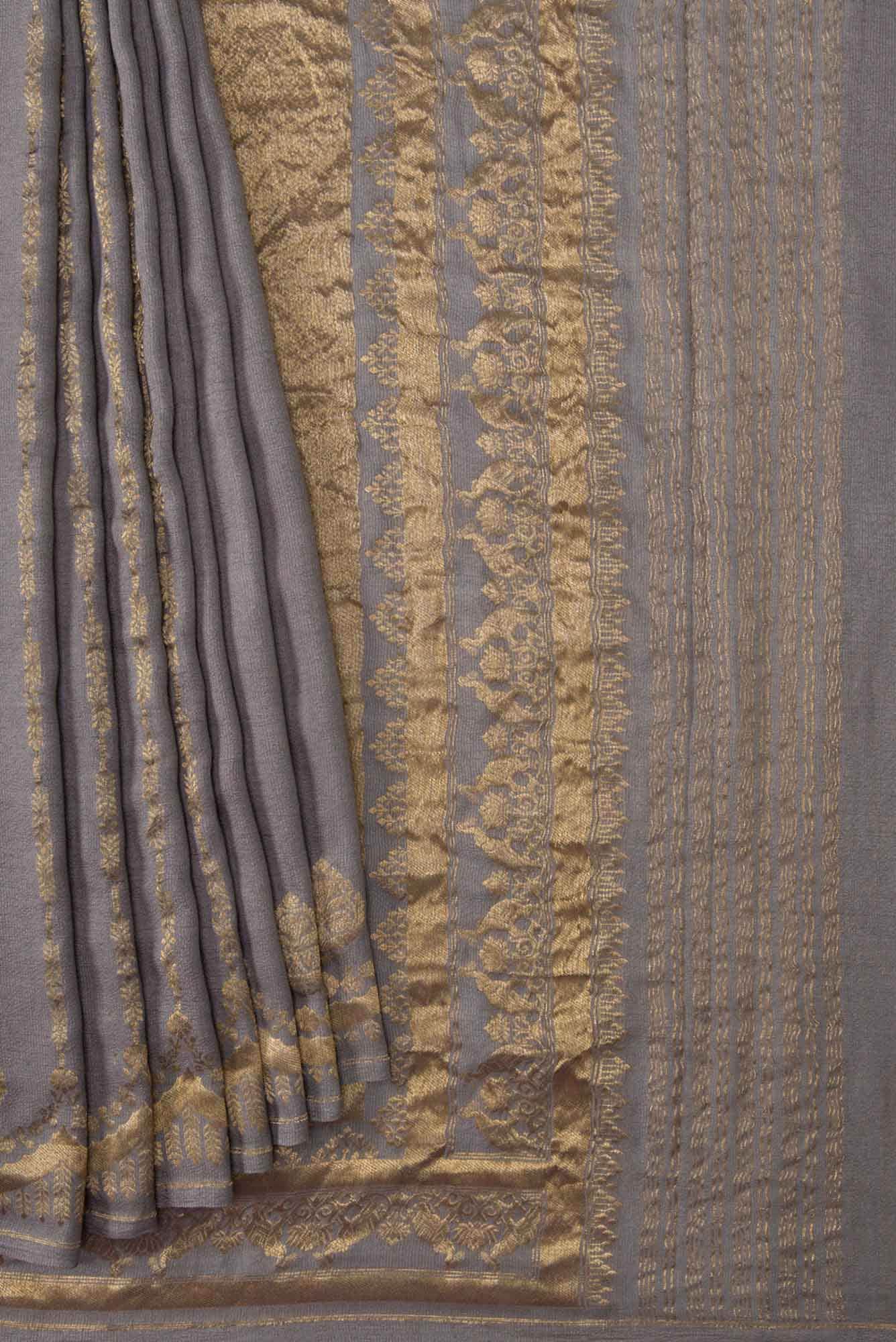 Grey Dual Tone Banarasi Georgette Saree