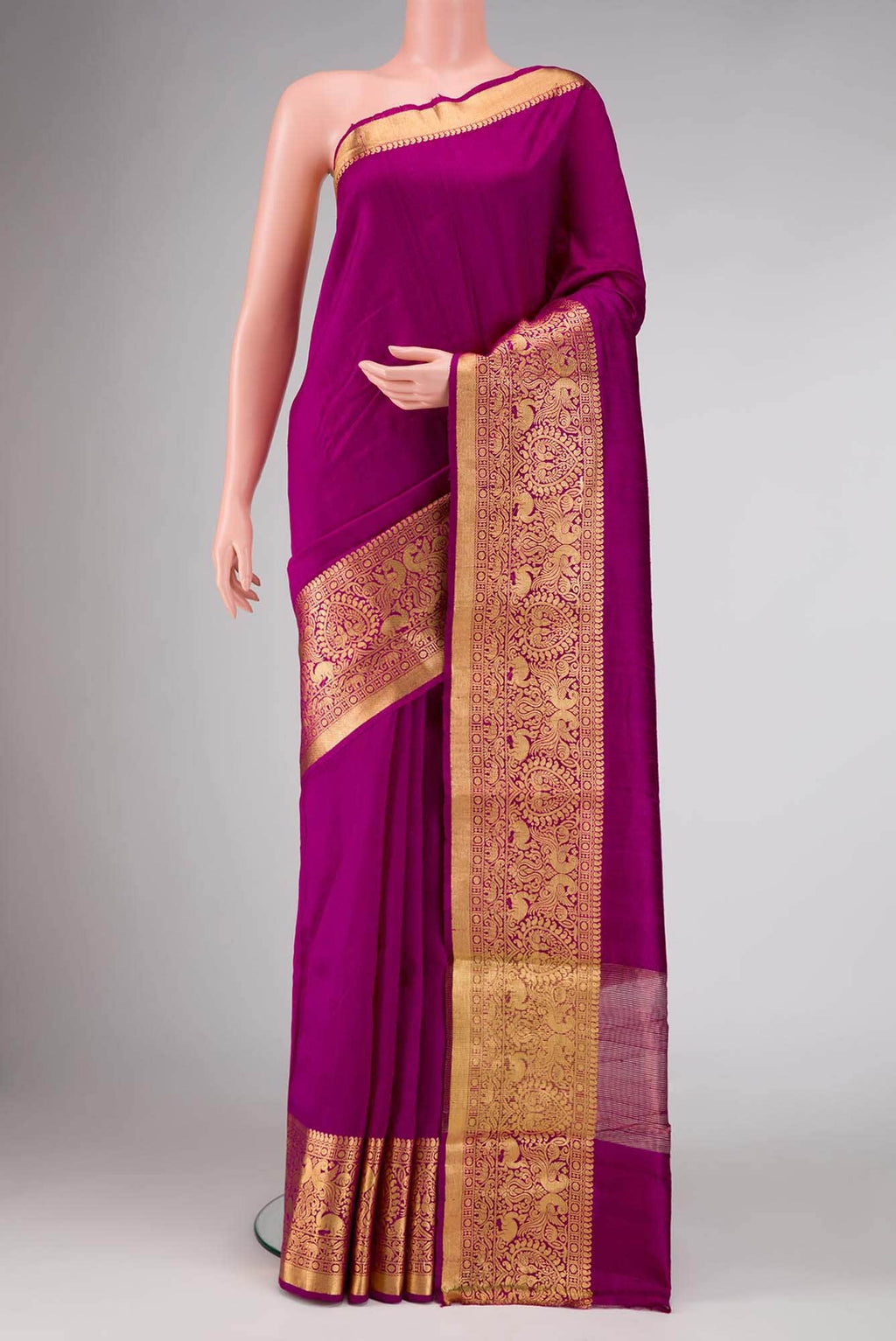 Magenta Dual Tone Raw Silk Saree