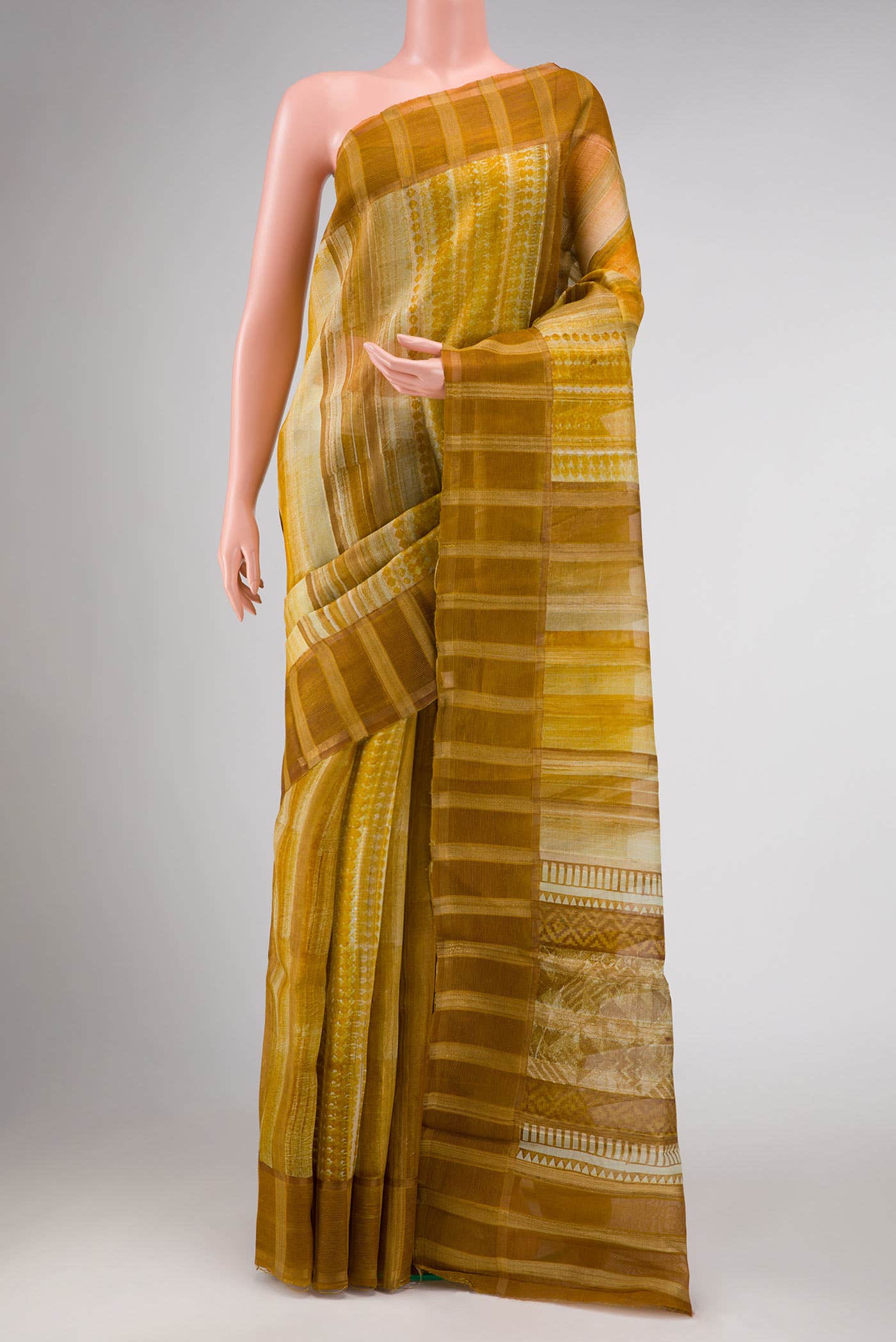 Mustard Organza Silk Saree