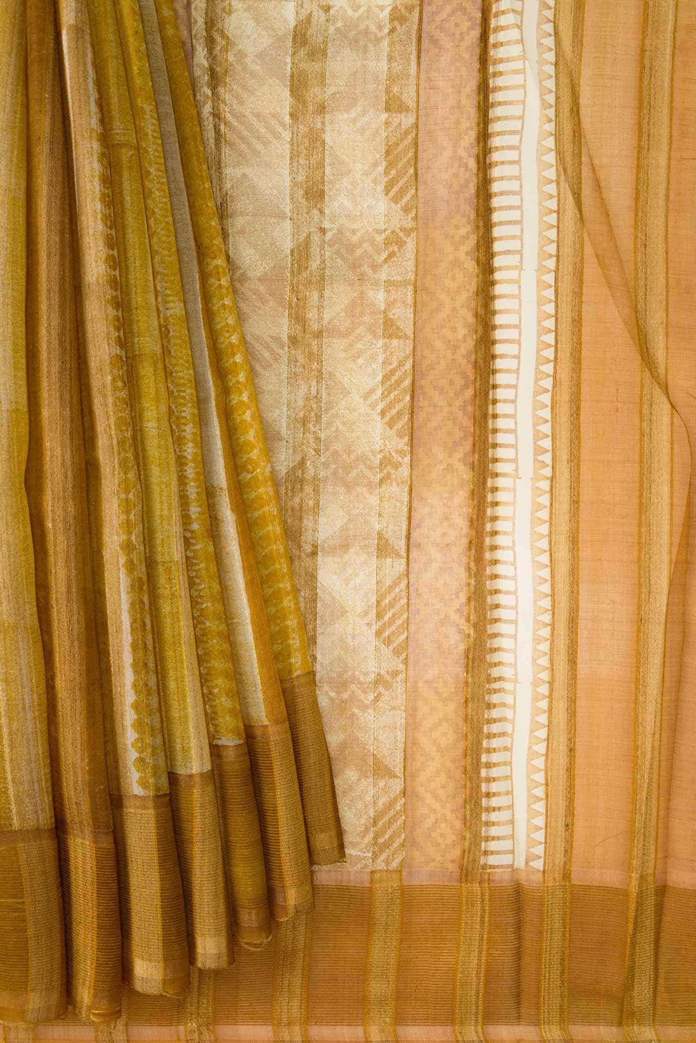 Mustard Organza Silk Saree