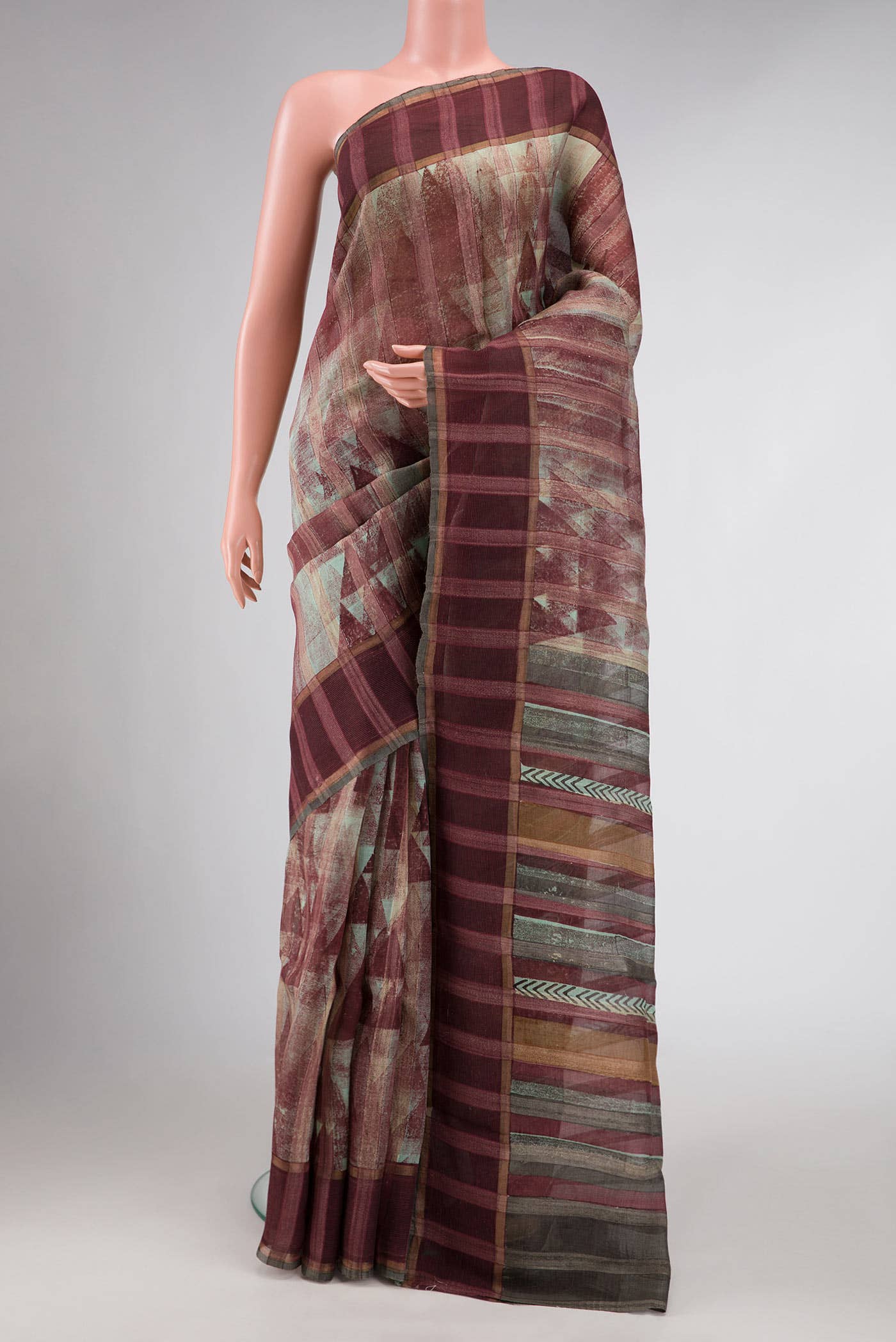 Dark Beige Dual Tone Tussar Silk Saree