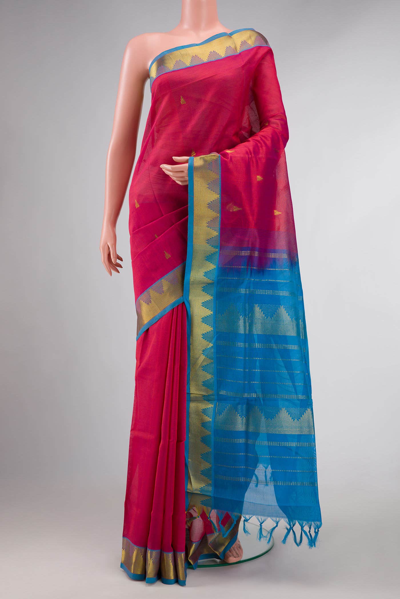 Dark Pink Dual Tone Silk Cotton Saree