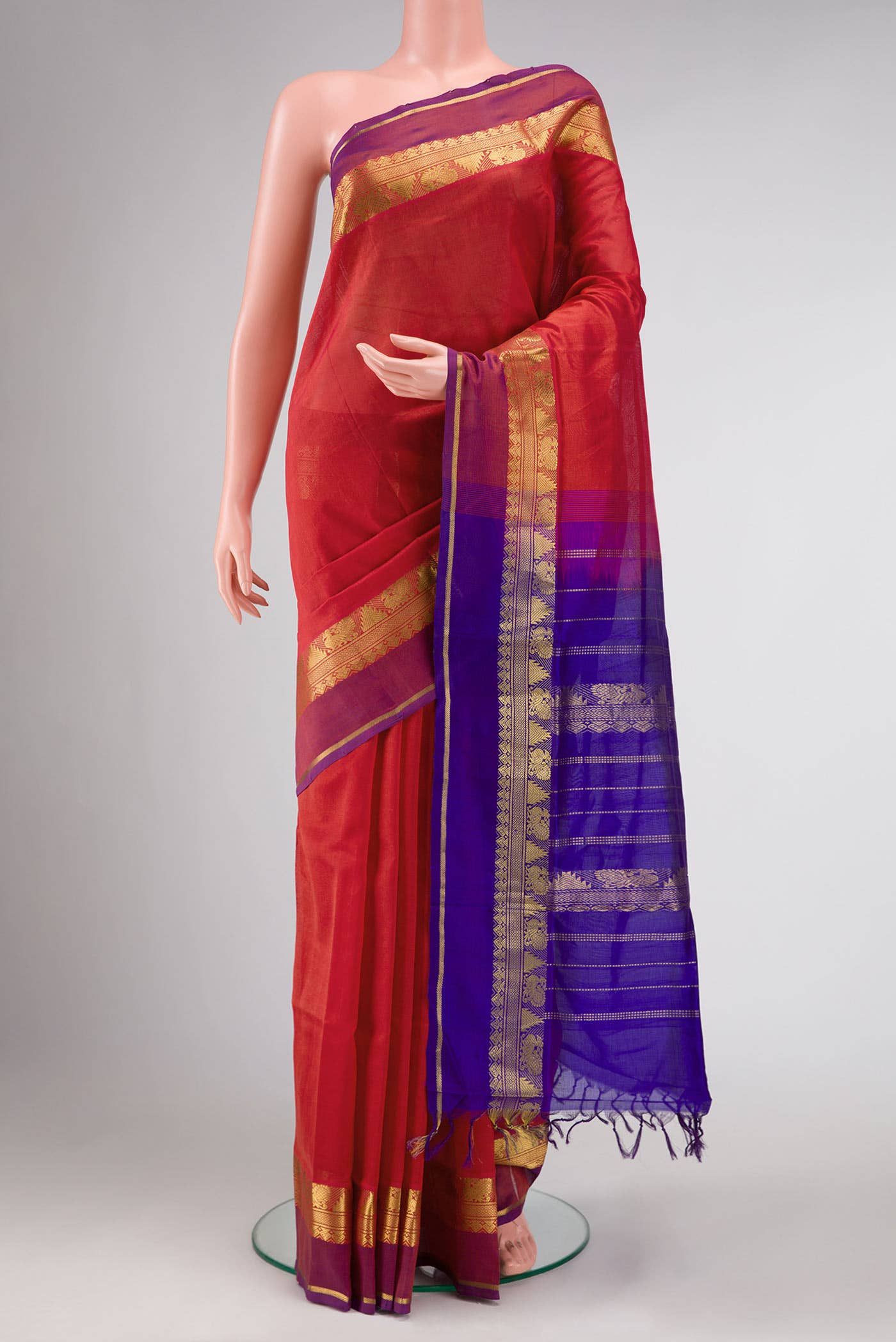 Red Dual Tone Silk Cotton Saree