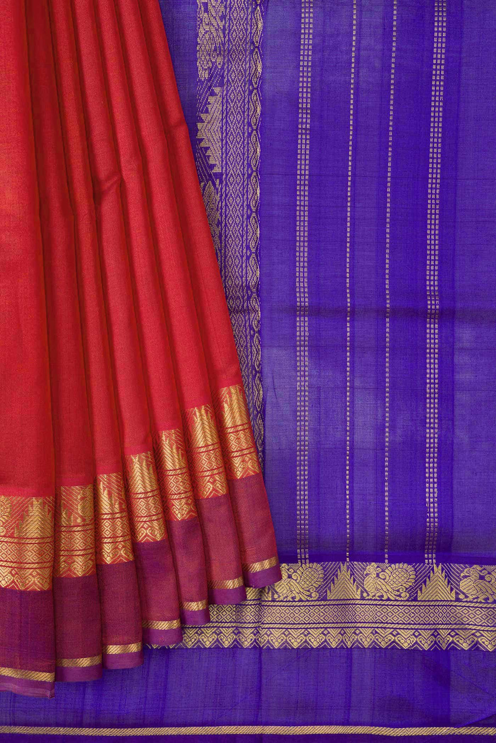 Red Dual Tone Silk Cotton Saree