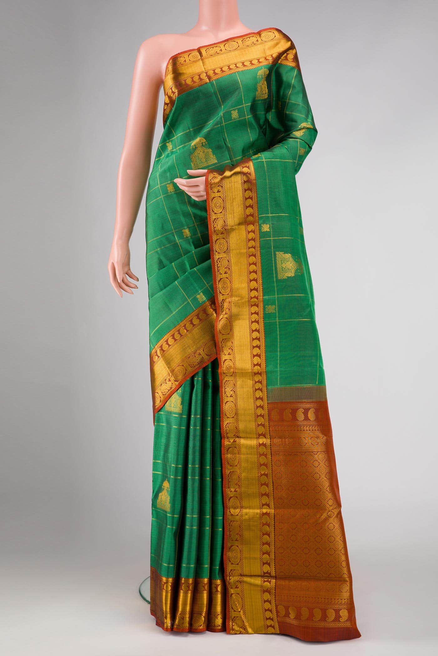 Green Dual Tone Kanchipuram Silk Saree