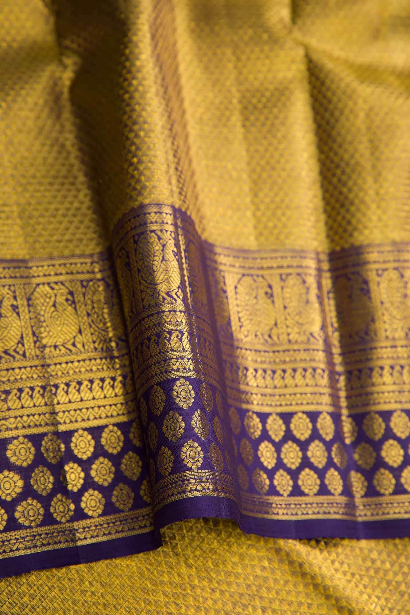 Gold Dual Tone Kanchipuram Tissue Silk Saree