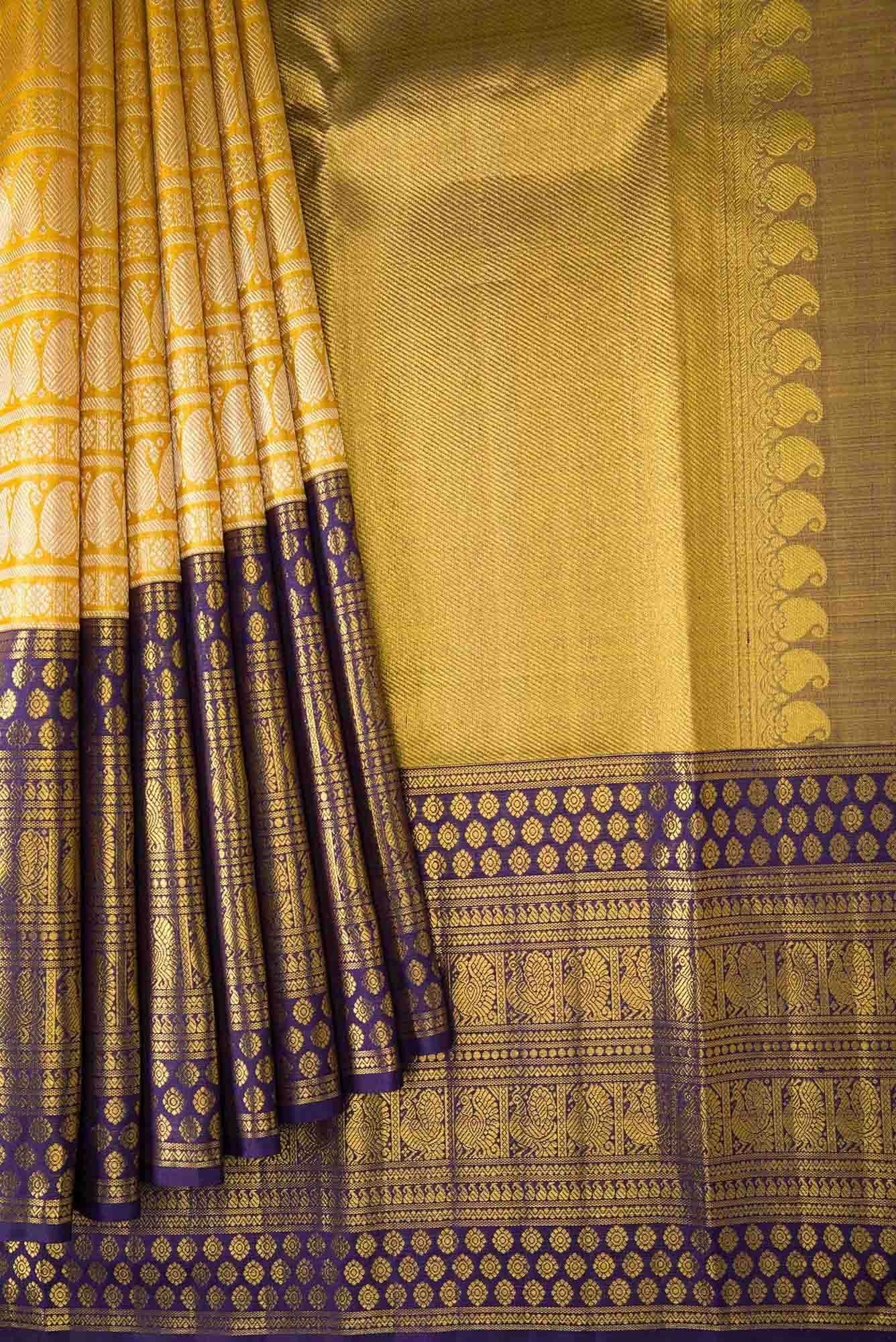 Gold Dual Tone Kanchipuram Tissue Silk Saree