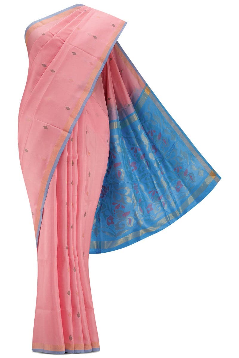 Peach Dual Tone Uppada Silk Saree
