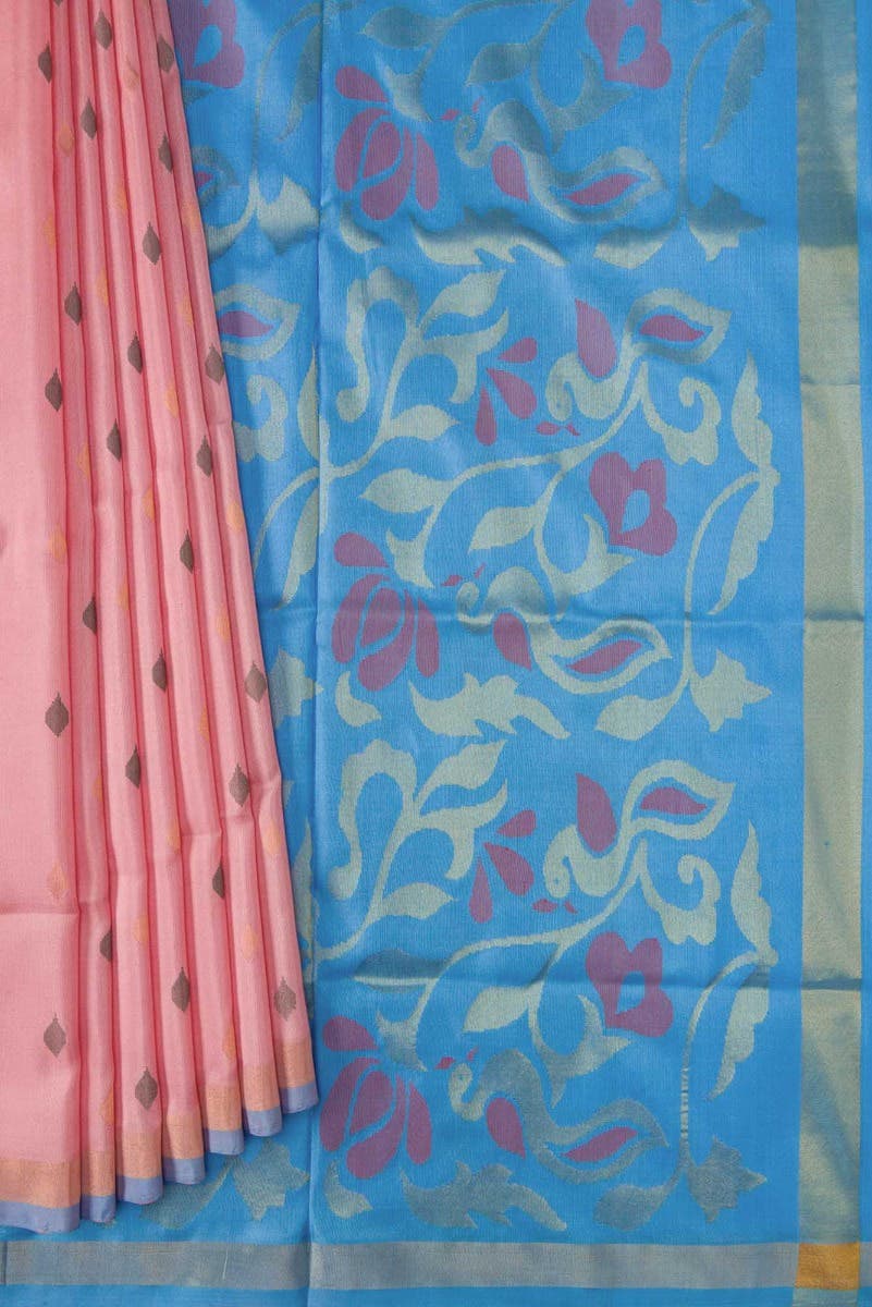 Peach Dual Tone Uppada Silk Saree