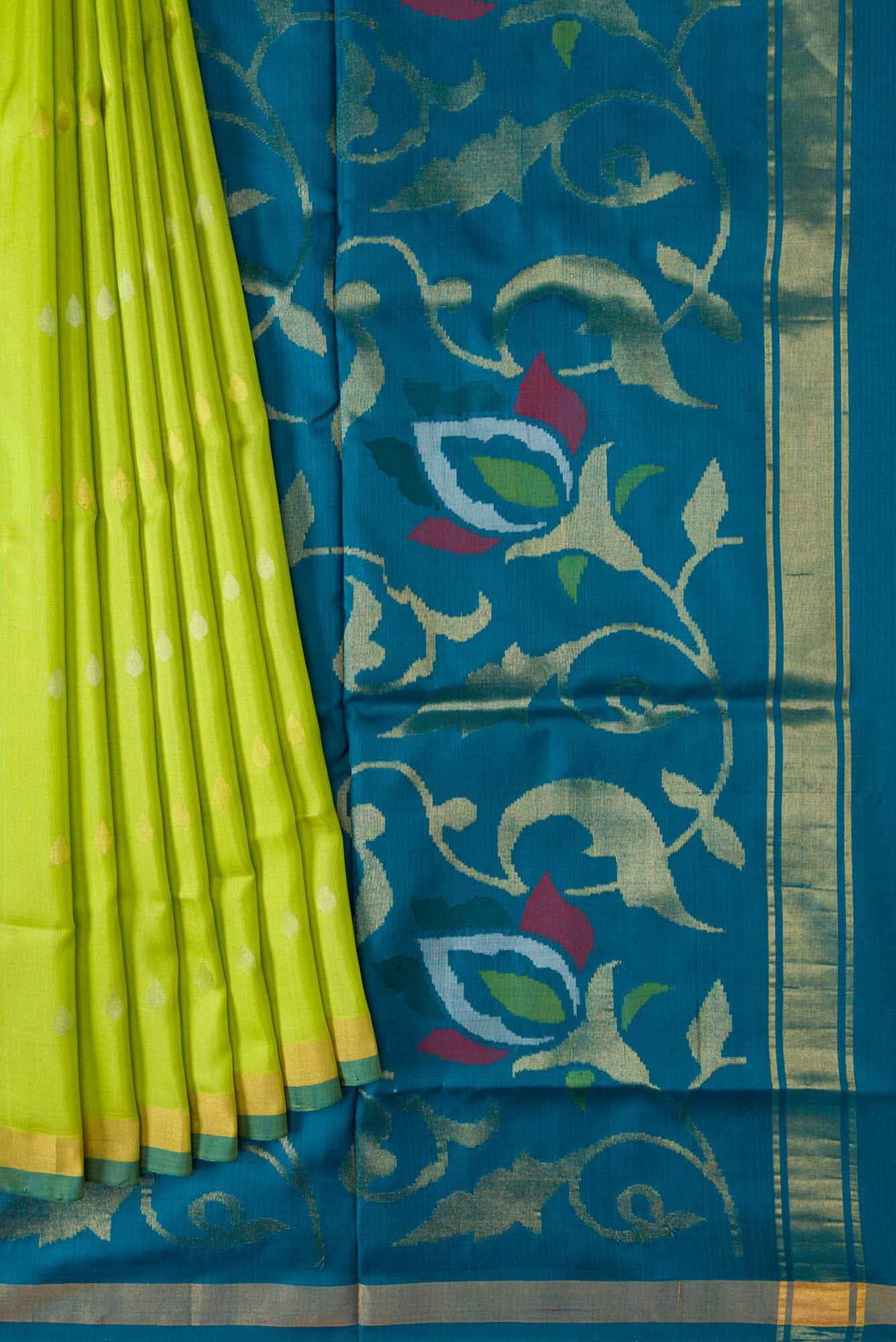 Parrot Green Dual Tone Uppada Silk Saree