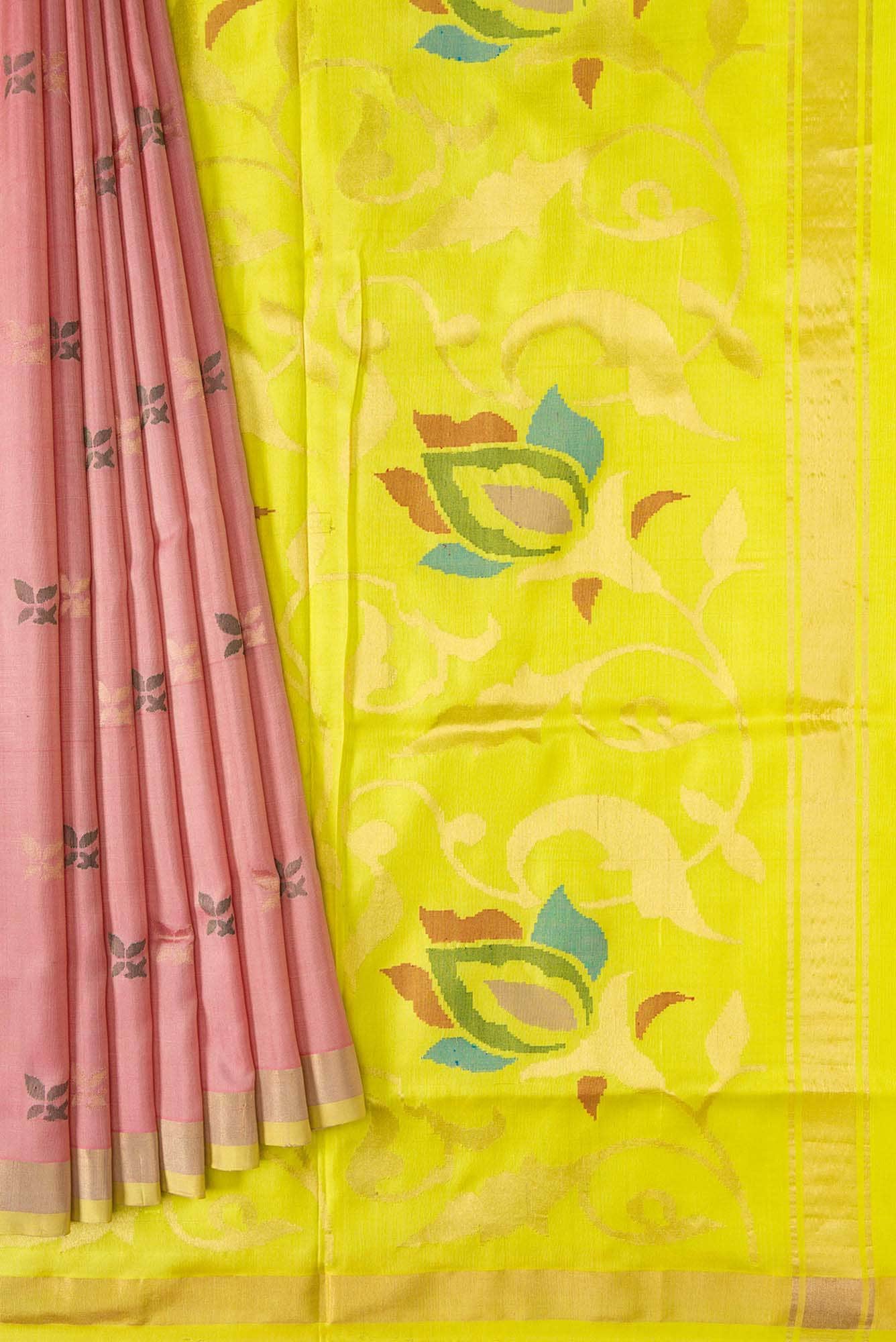 Pink Dual Tone Uppada Silk Saree