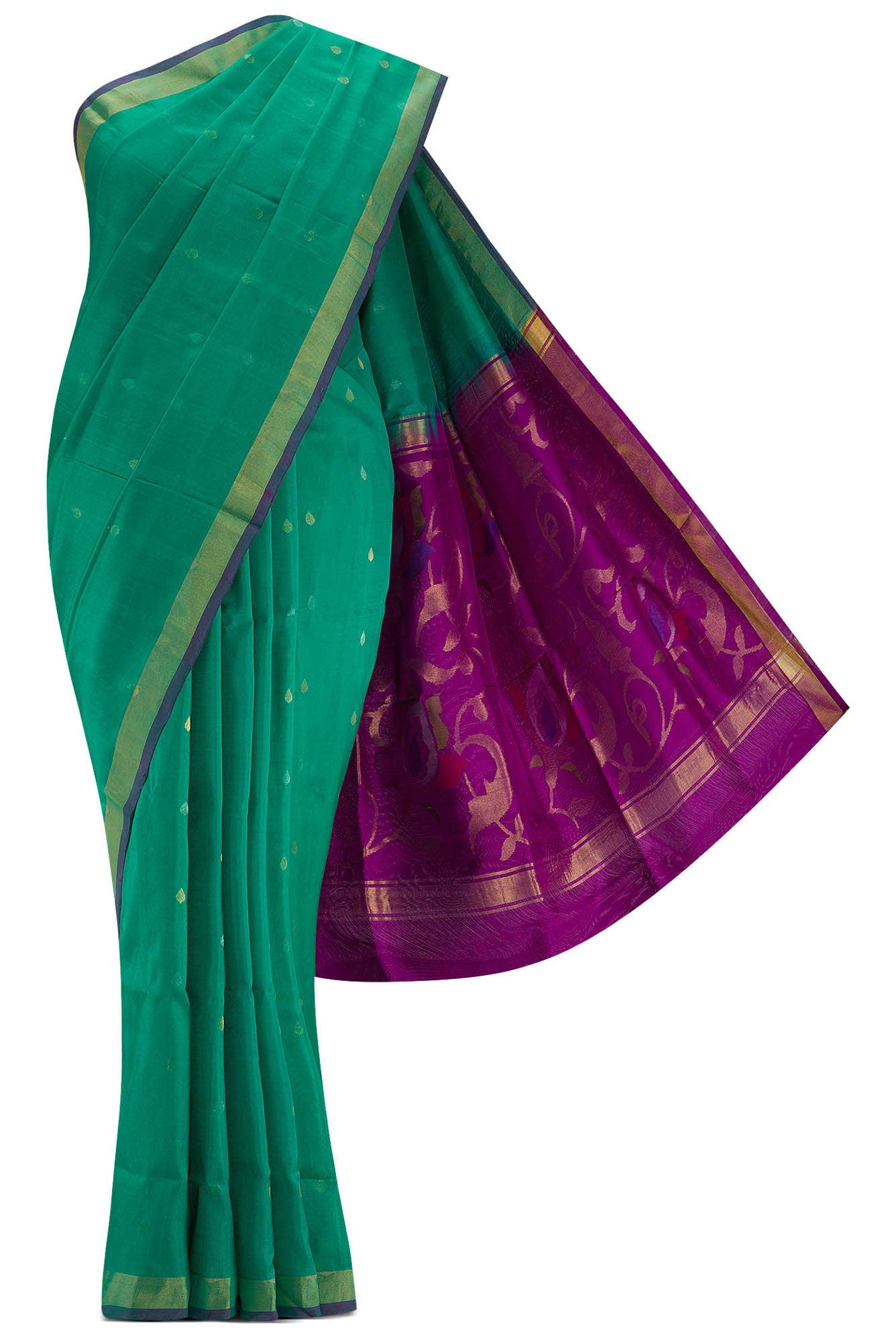 Green Dual Tone Uppada Silk Saree