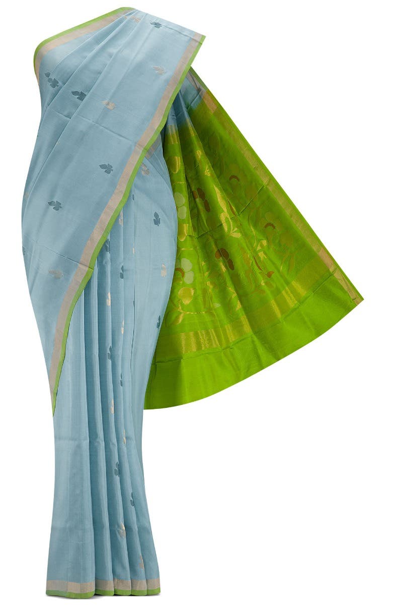 Sky Blue Dual Tone Uppada Silk Saree